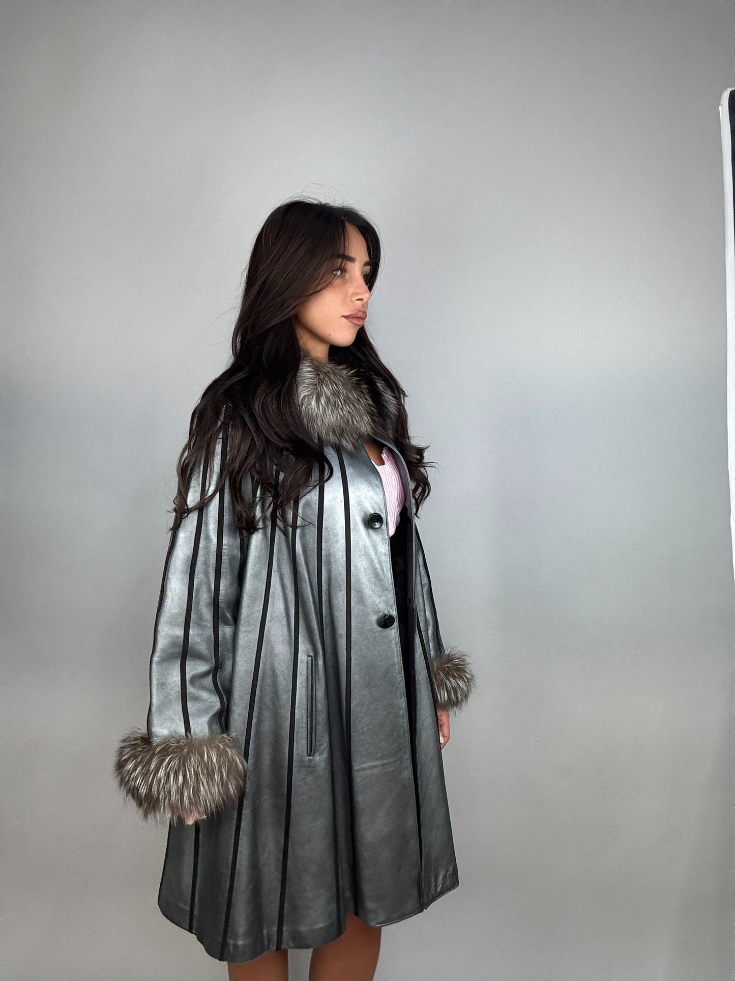 Cappotto in pelle e volpe