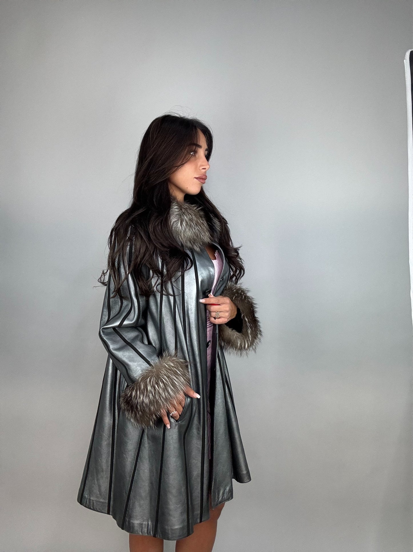 Cappotto in pelle e volpe