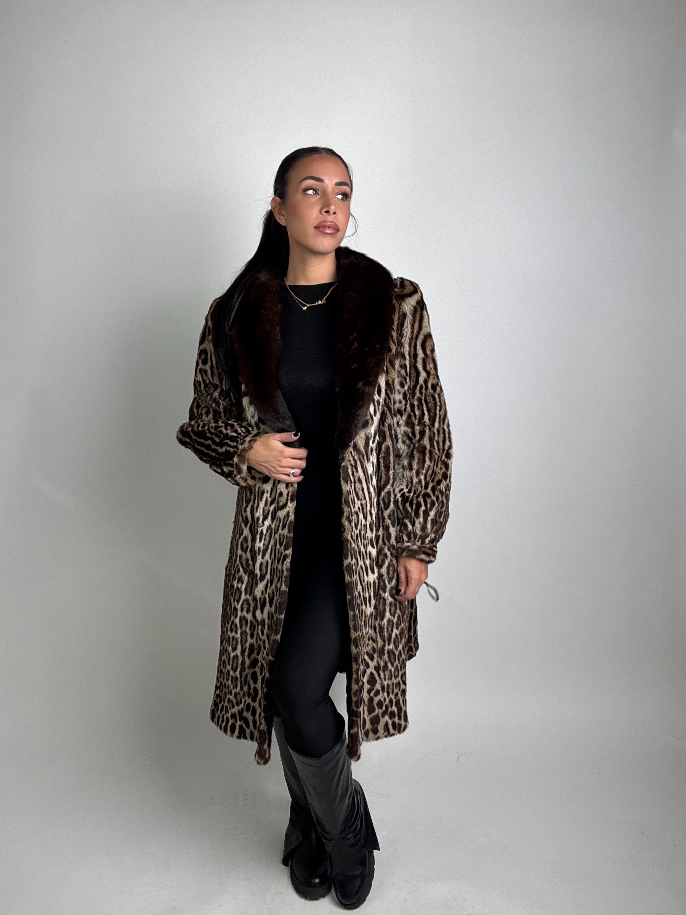 Cappotto in leopardo e visone