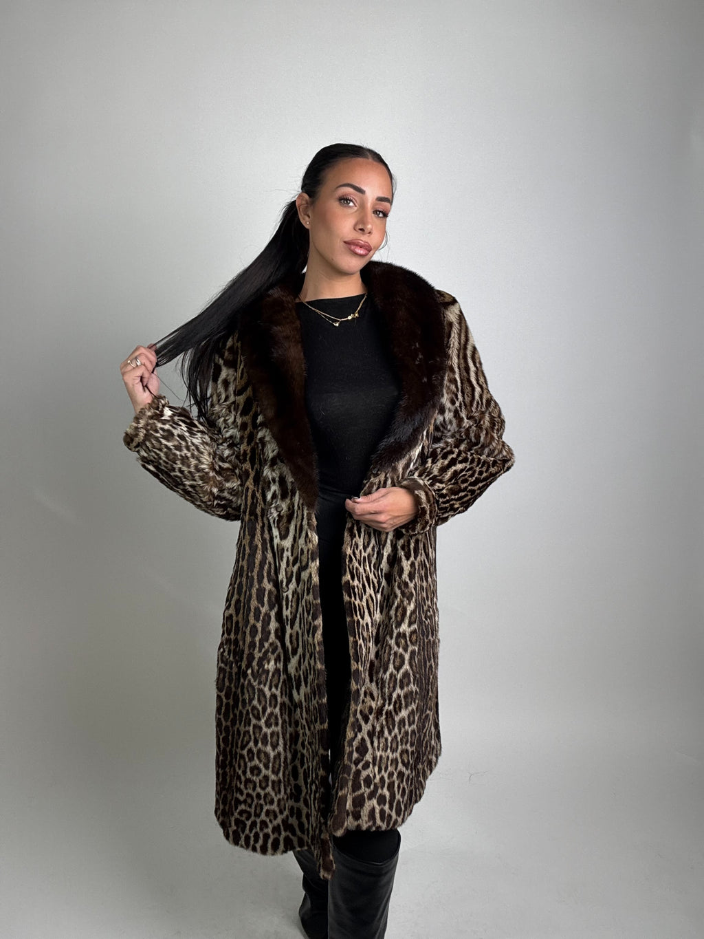 Cappotto in leopardo e visone