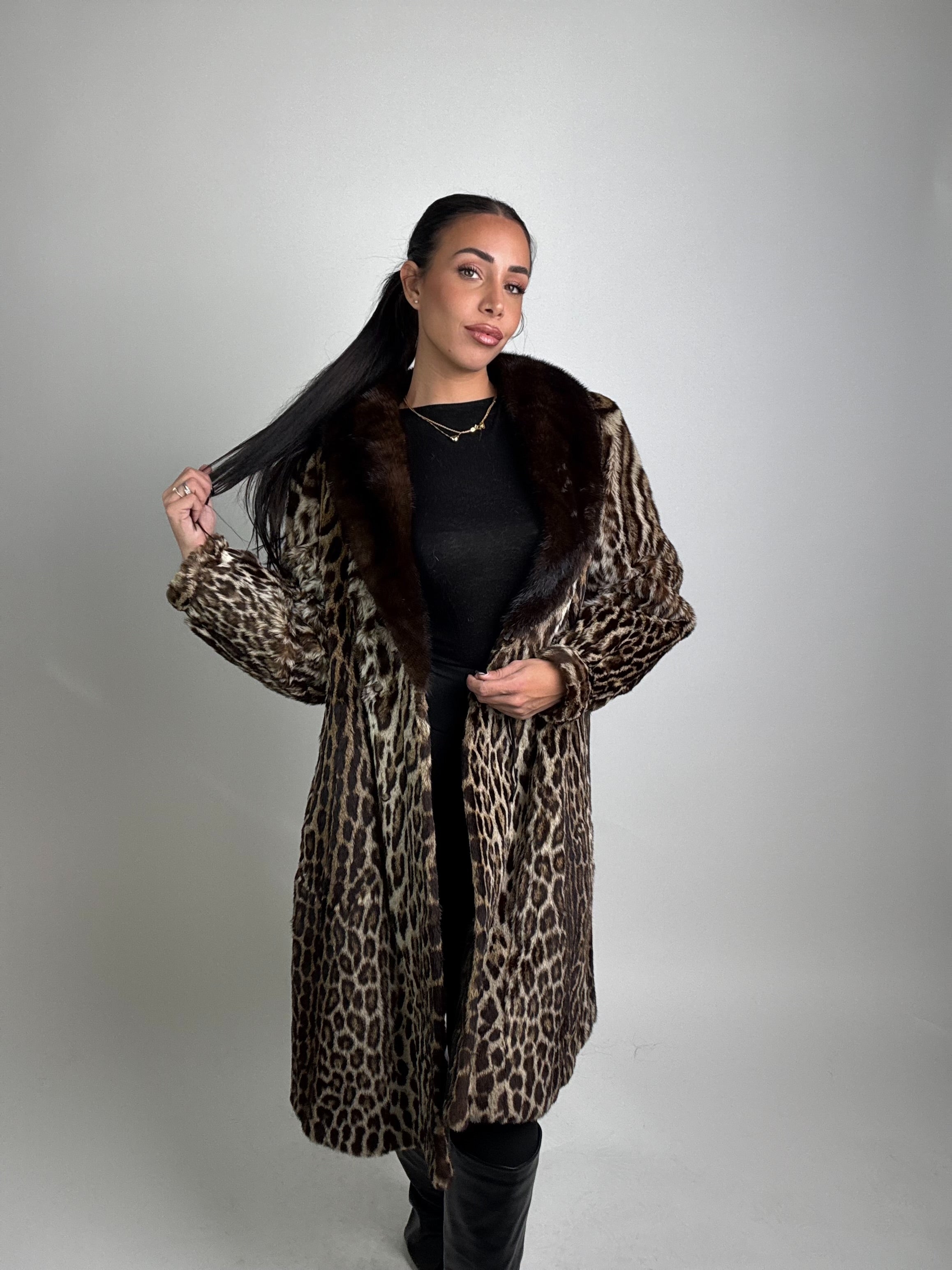 Cappotto in leopardo e visone