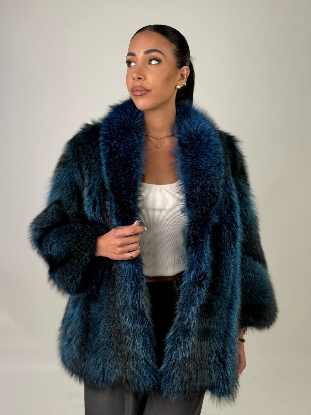 Giacca in volpe blue N611
