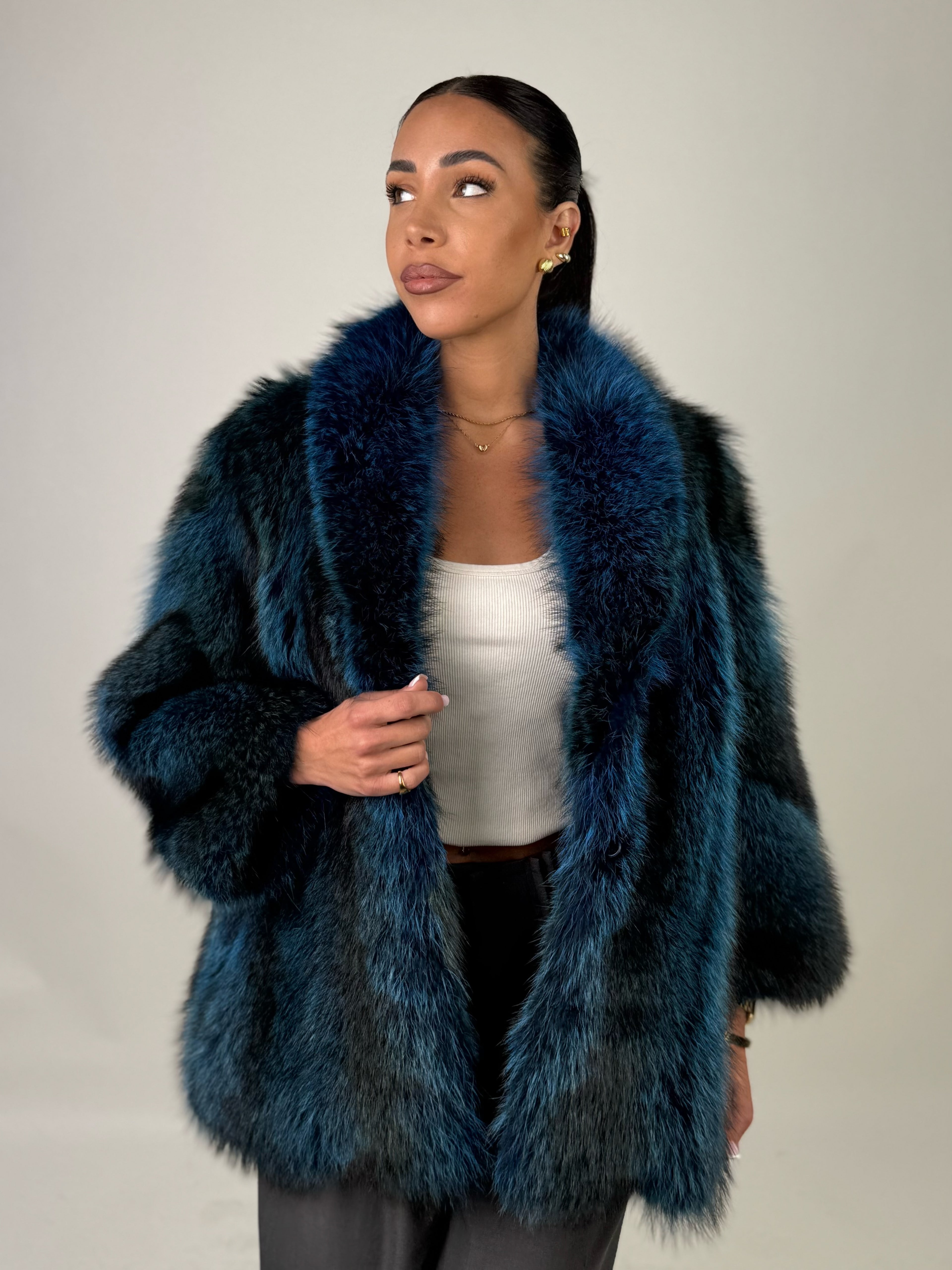 Giacca in volpe blue N611