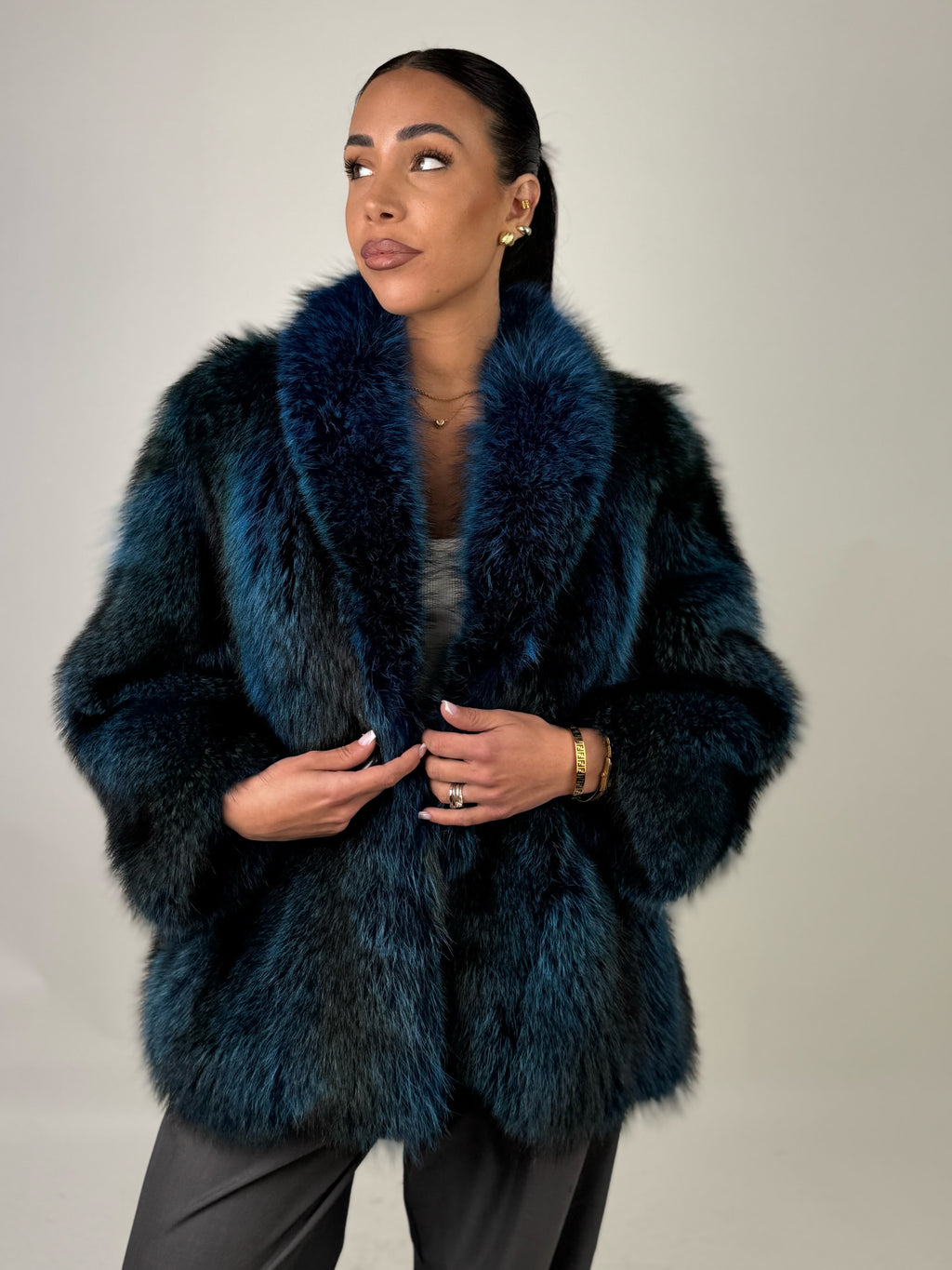 Giacca in volpe blue N611