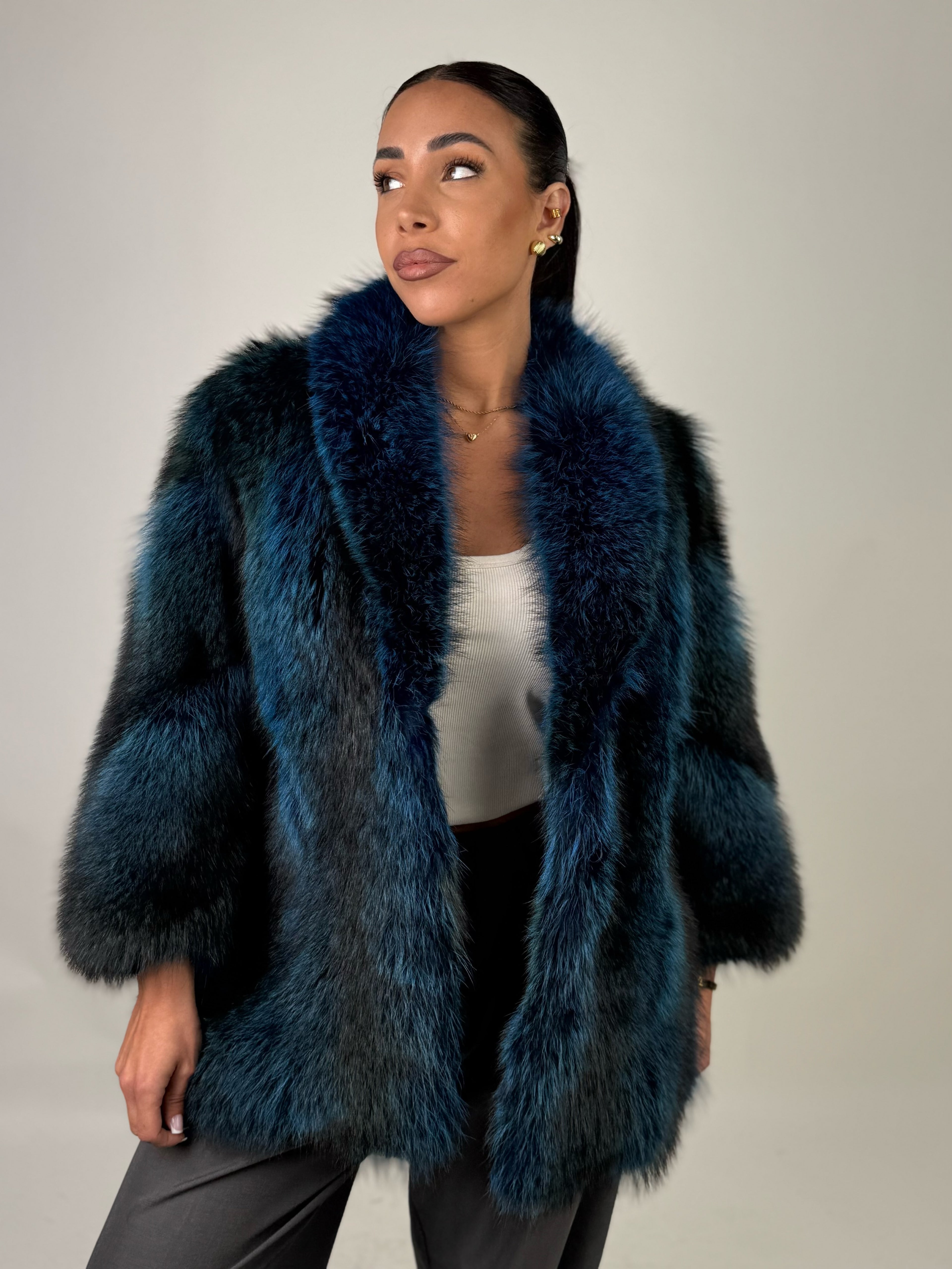 Giacca in volpe blue N611