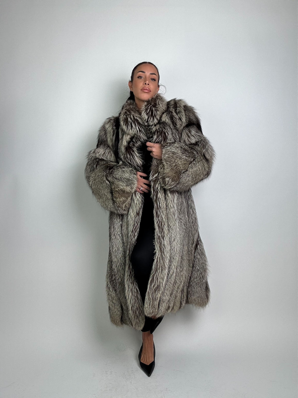 Cappotto in volpe argentata N896