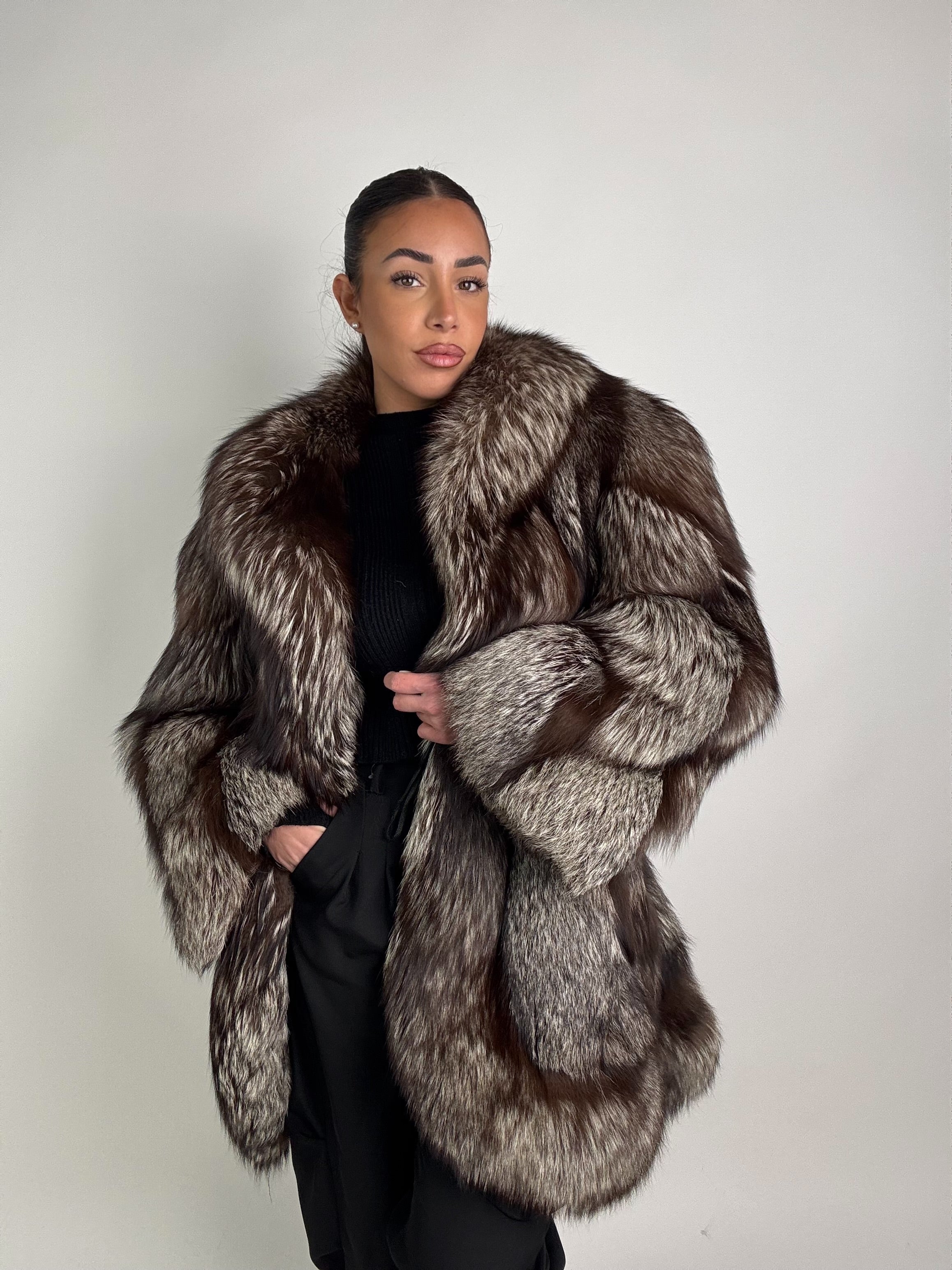 Giacca in volpe argentata N110