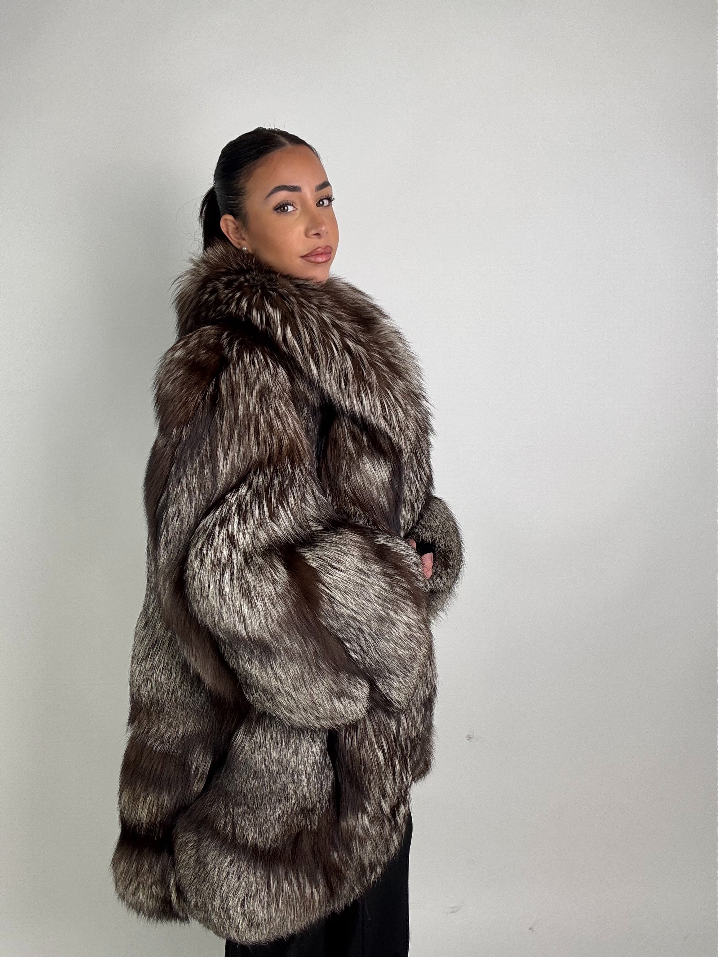 Giacca in volpe argentata N110