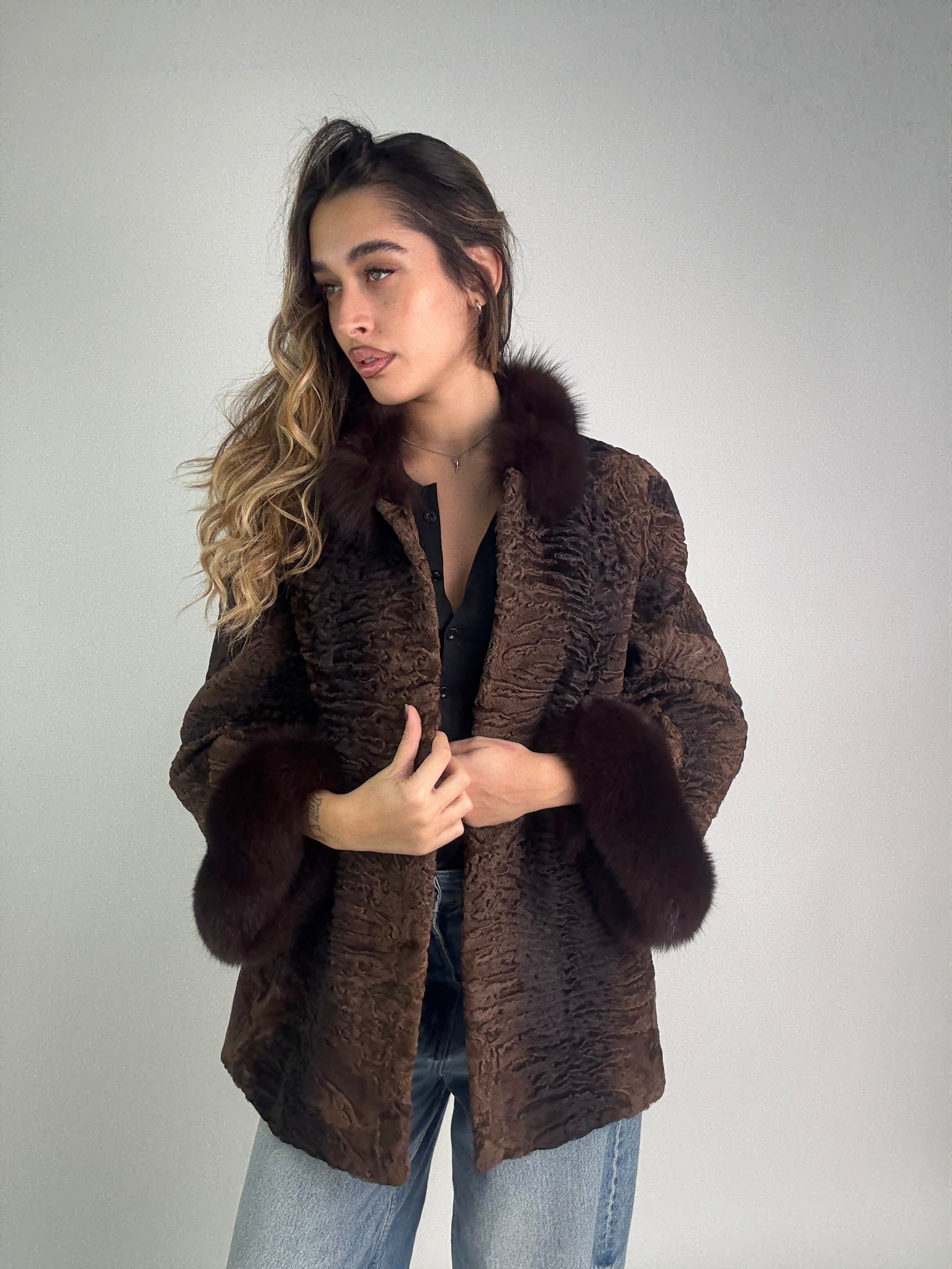 Giacca in astrakan e volpe N23