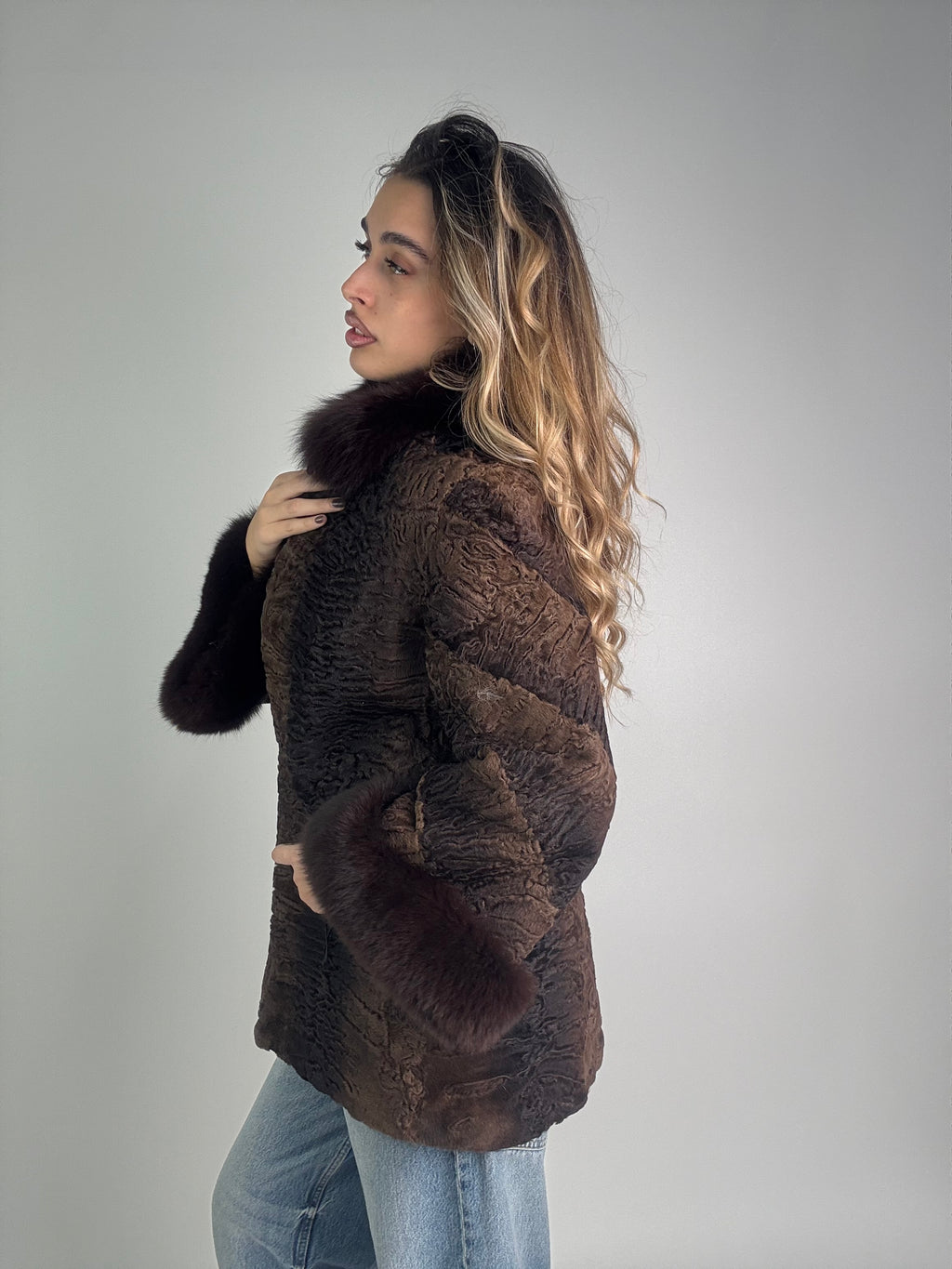 Giacca in astrakan e volpe N23