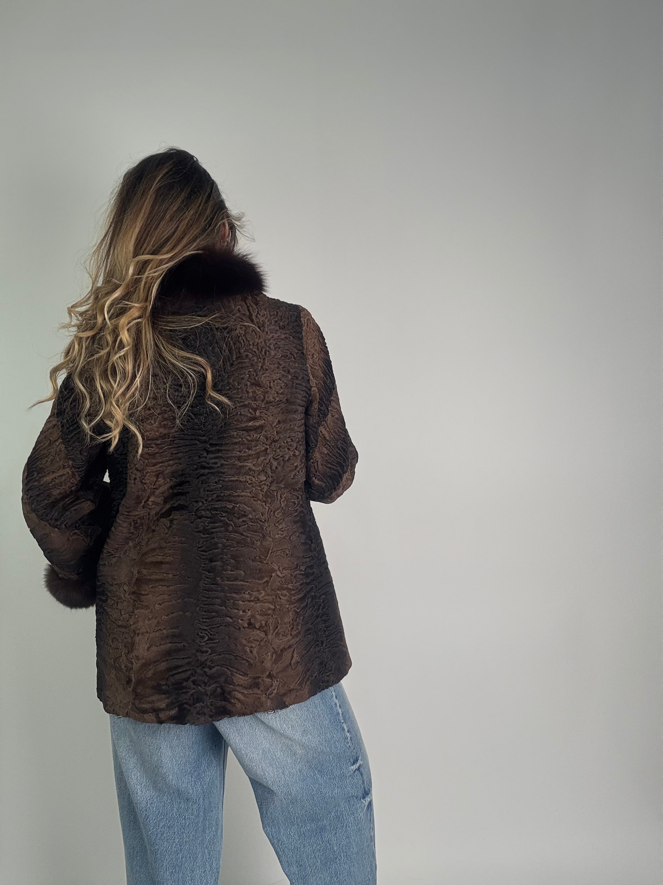 Giacca in astrakan e volpe N23
