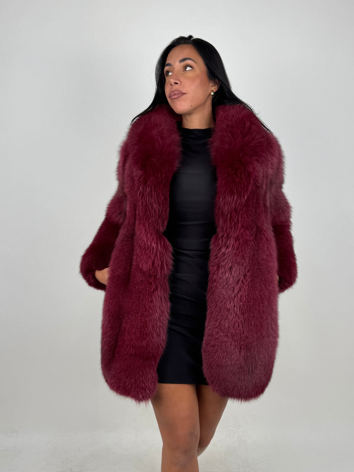 Giacca in volpe bordeaux N232
