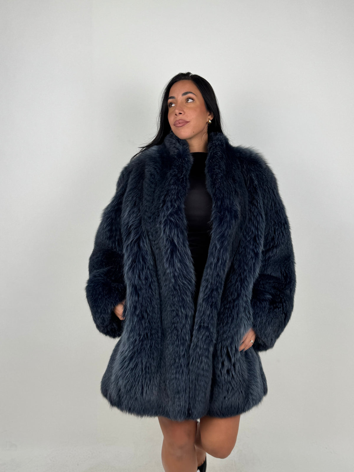 Giacca in volpe blue N233
