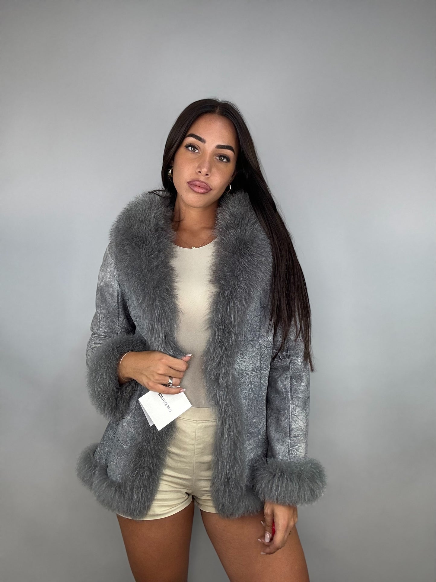 Giacca in pelle e volpe