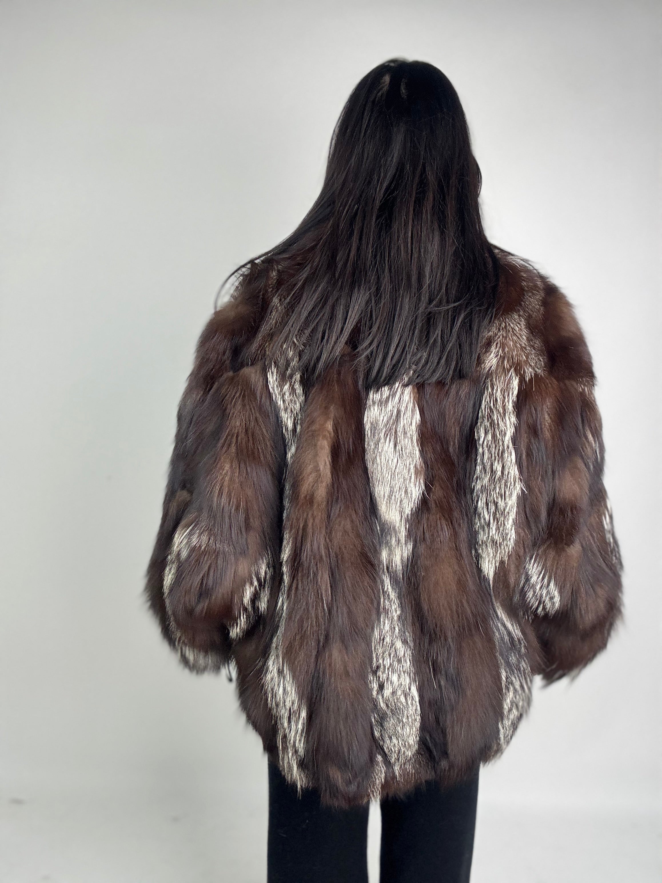 Giacca in volpe argentata N414