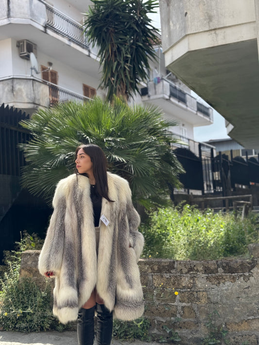 Cappotto in volpe artic frost