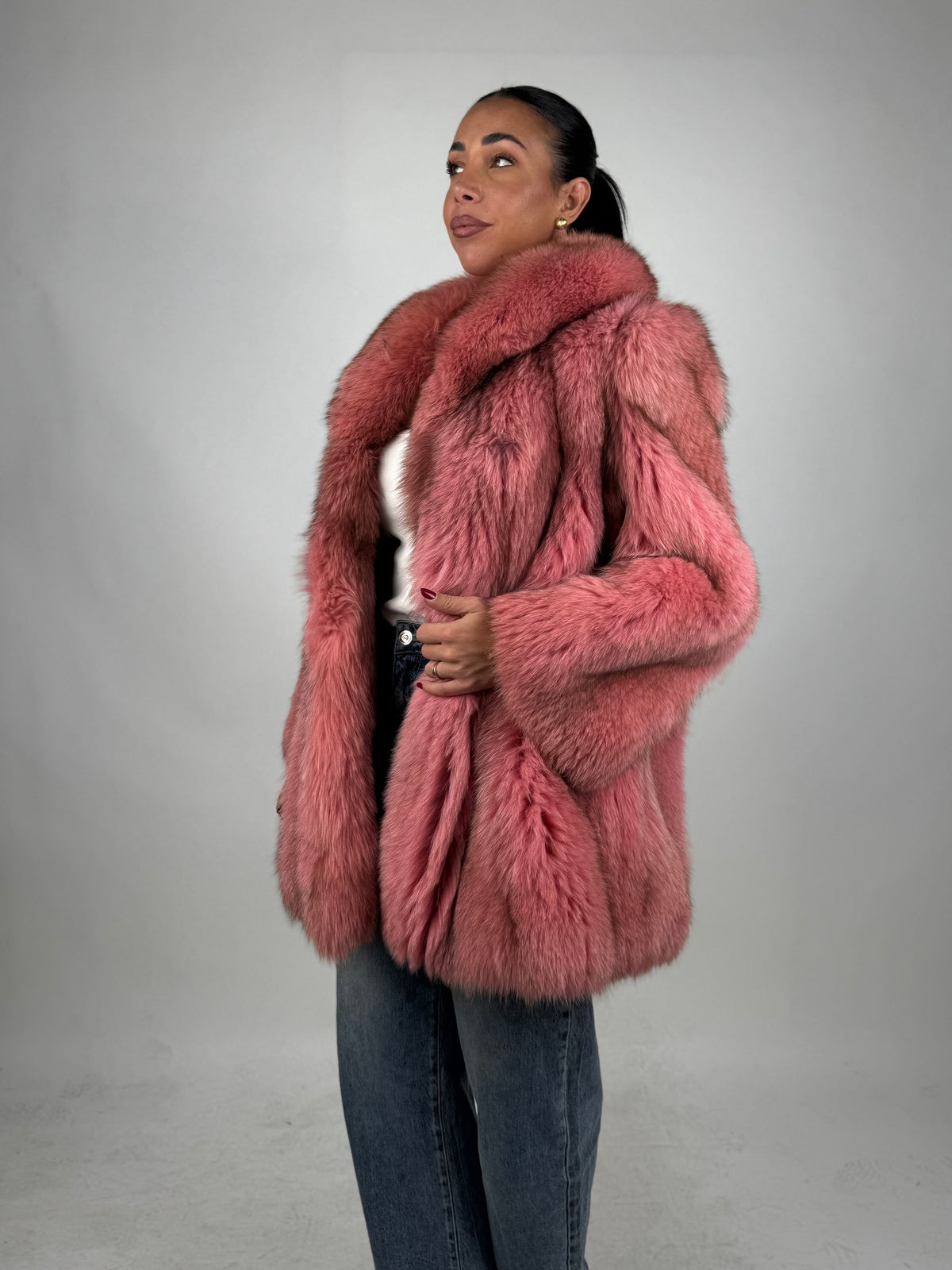 Giacca in volpe pink N243