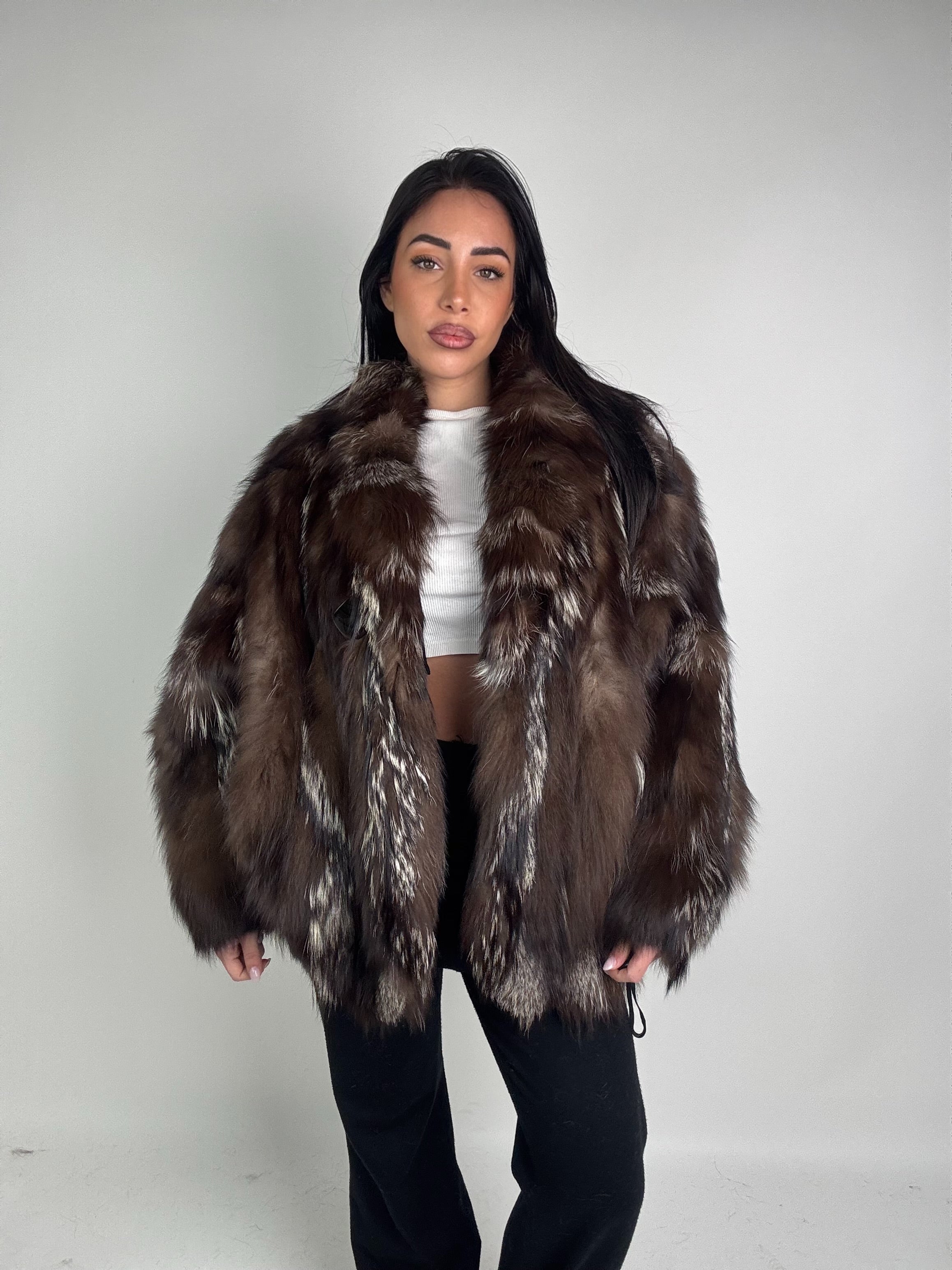 Giacca in volpe argentata N414