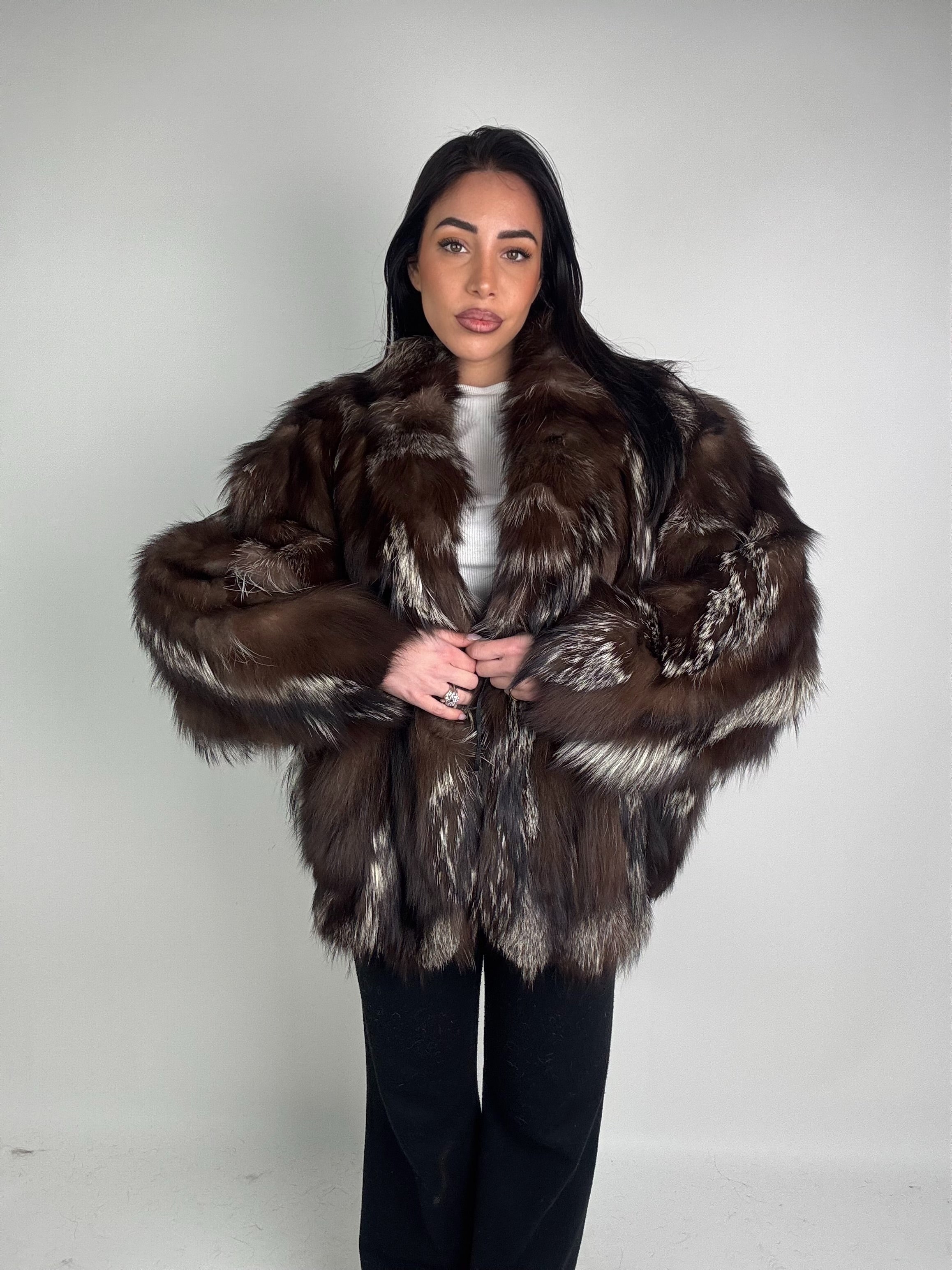 Giacca in volpe argentata N414