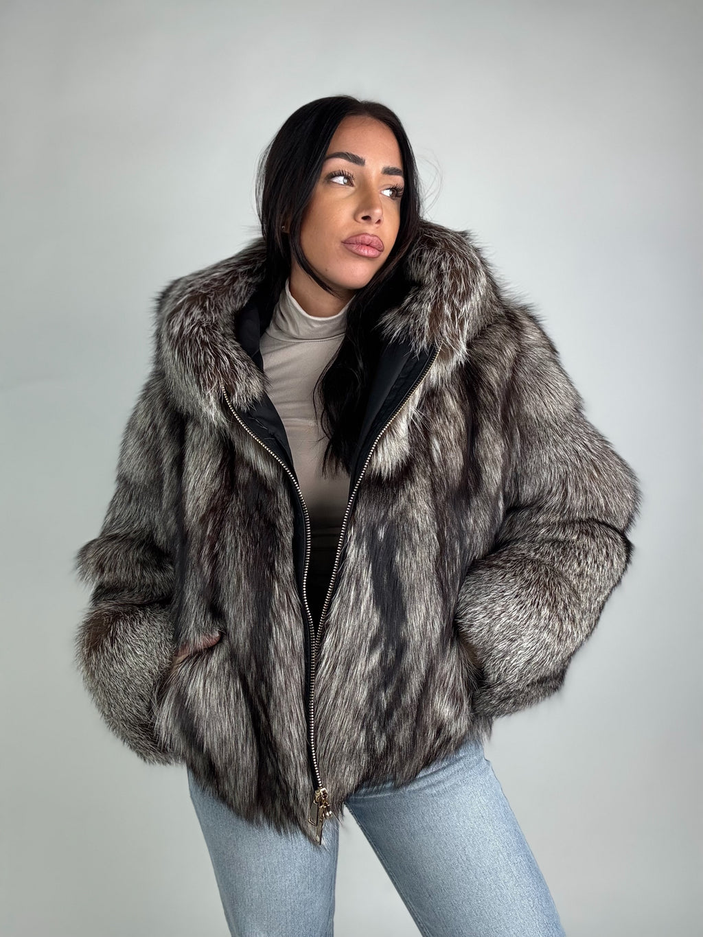 Bomber in volpe argentata N94