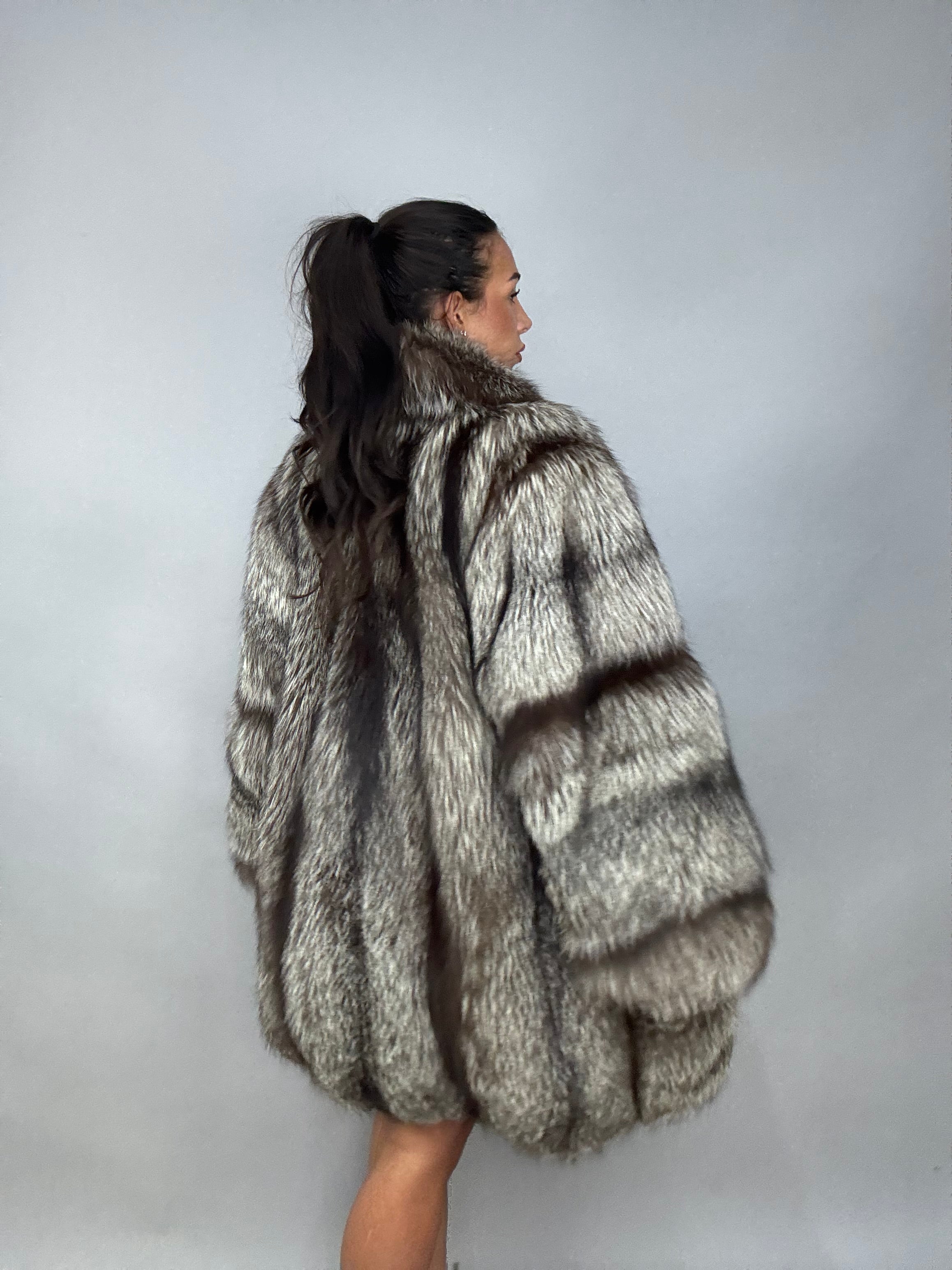 Giacca in volpe argentata