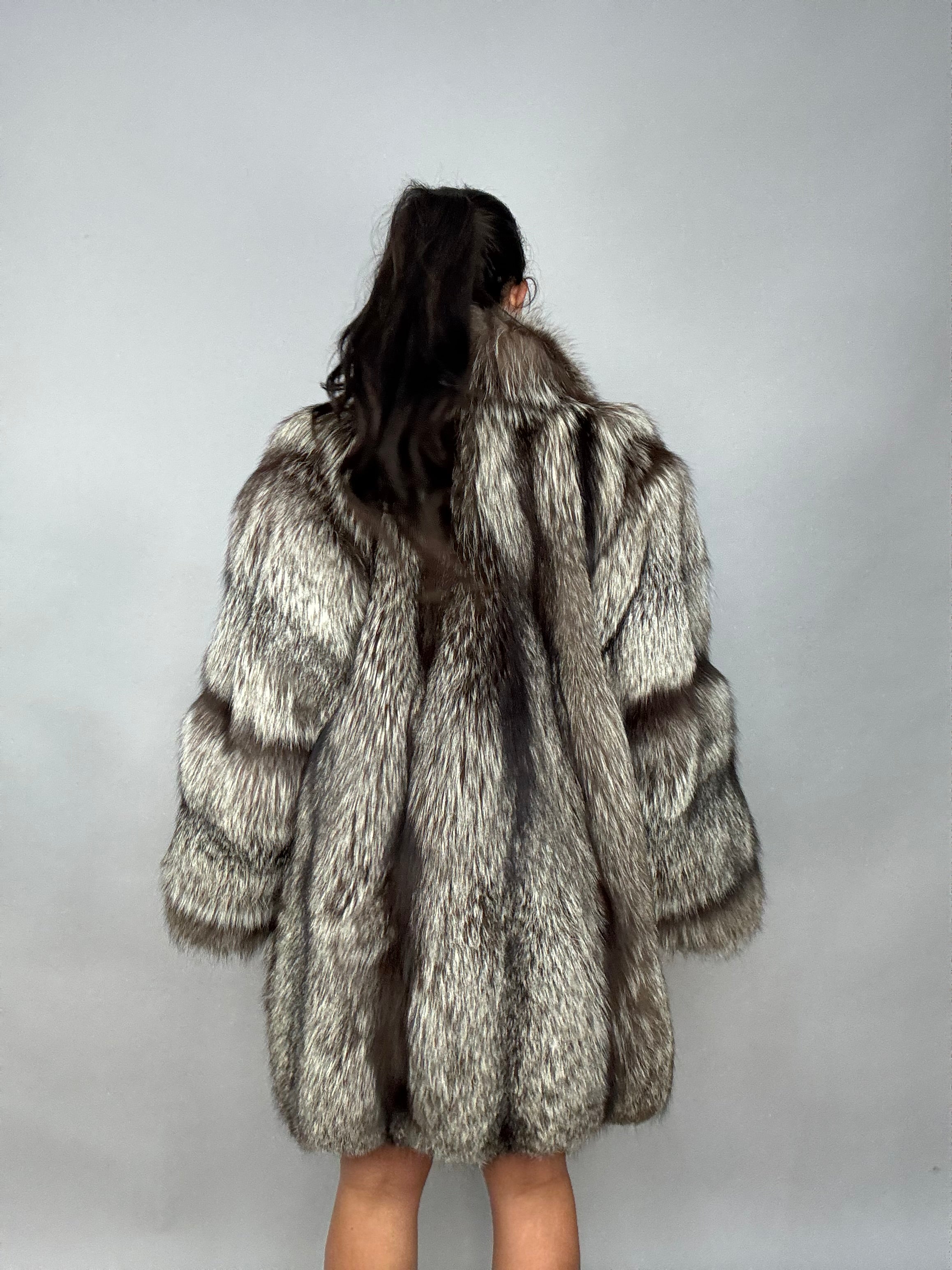 Giacca in volpe argentata