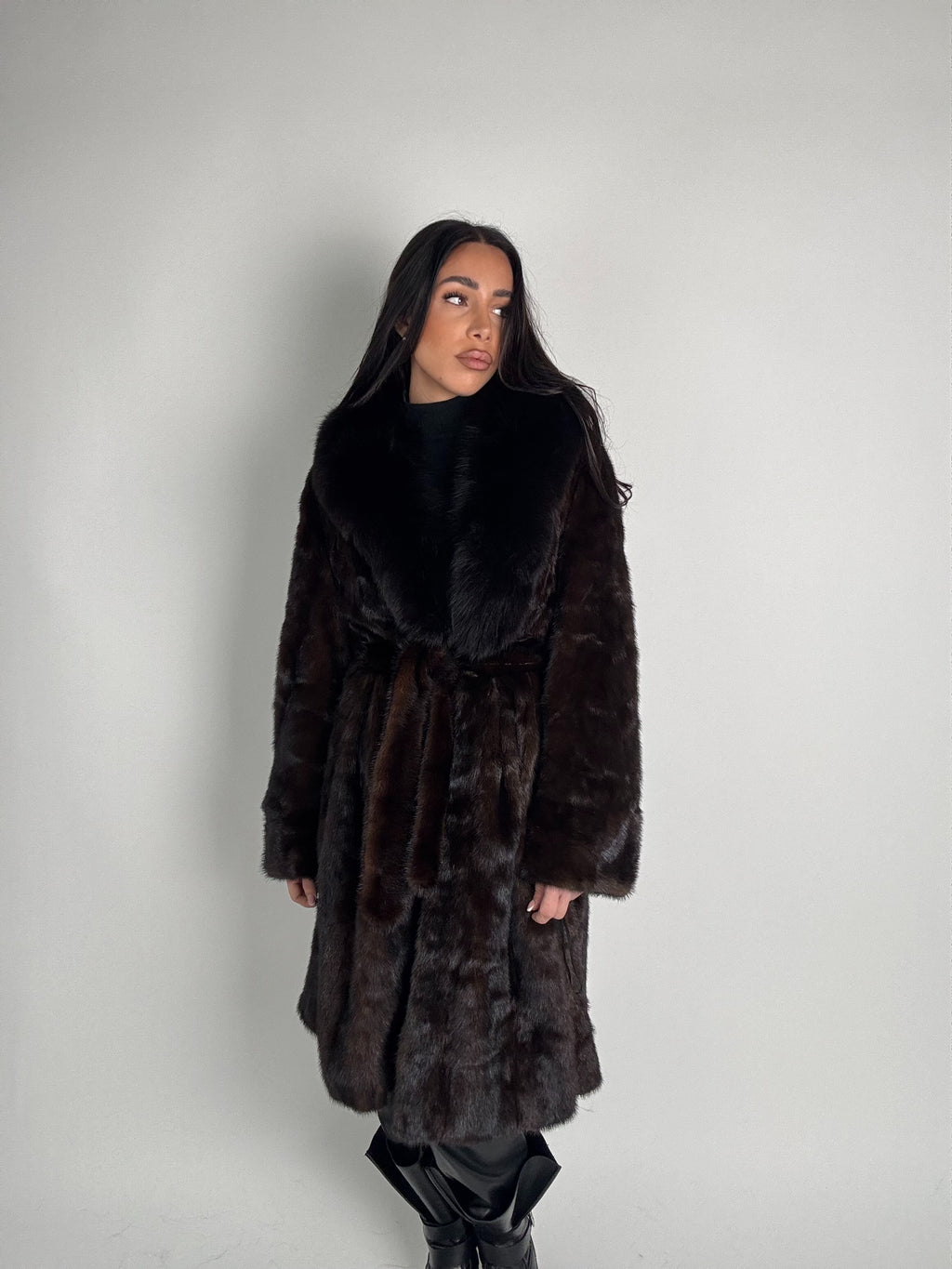 Cappotto in visone e volpe N483
