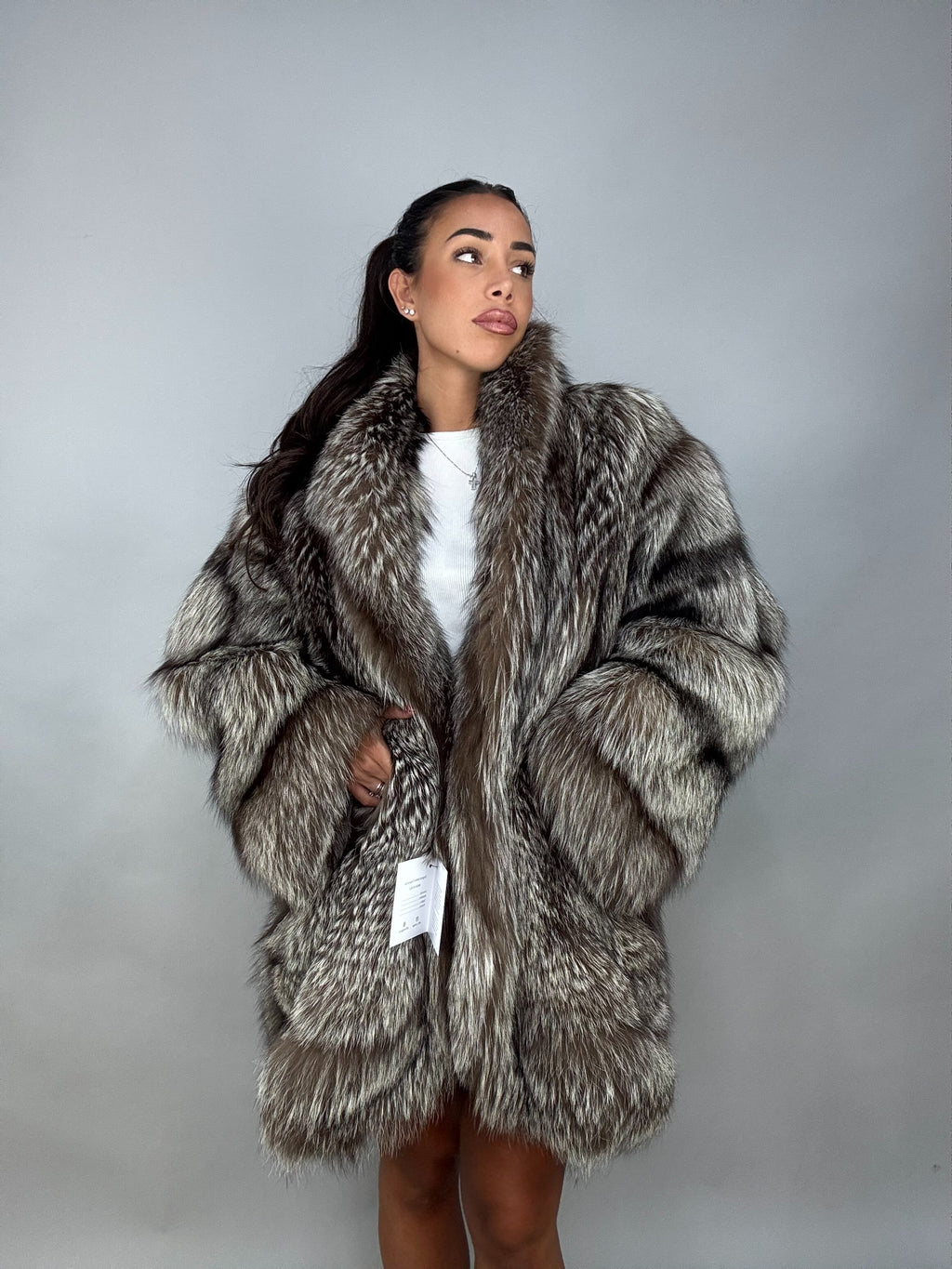 Giacca in volpe argentata