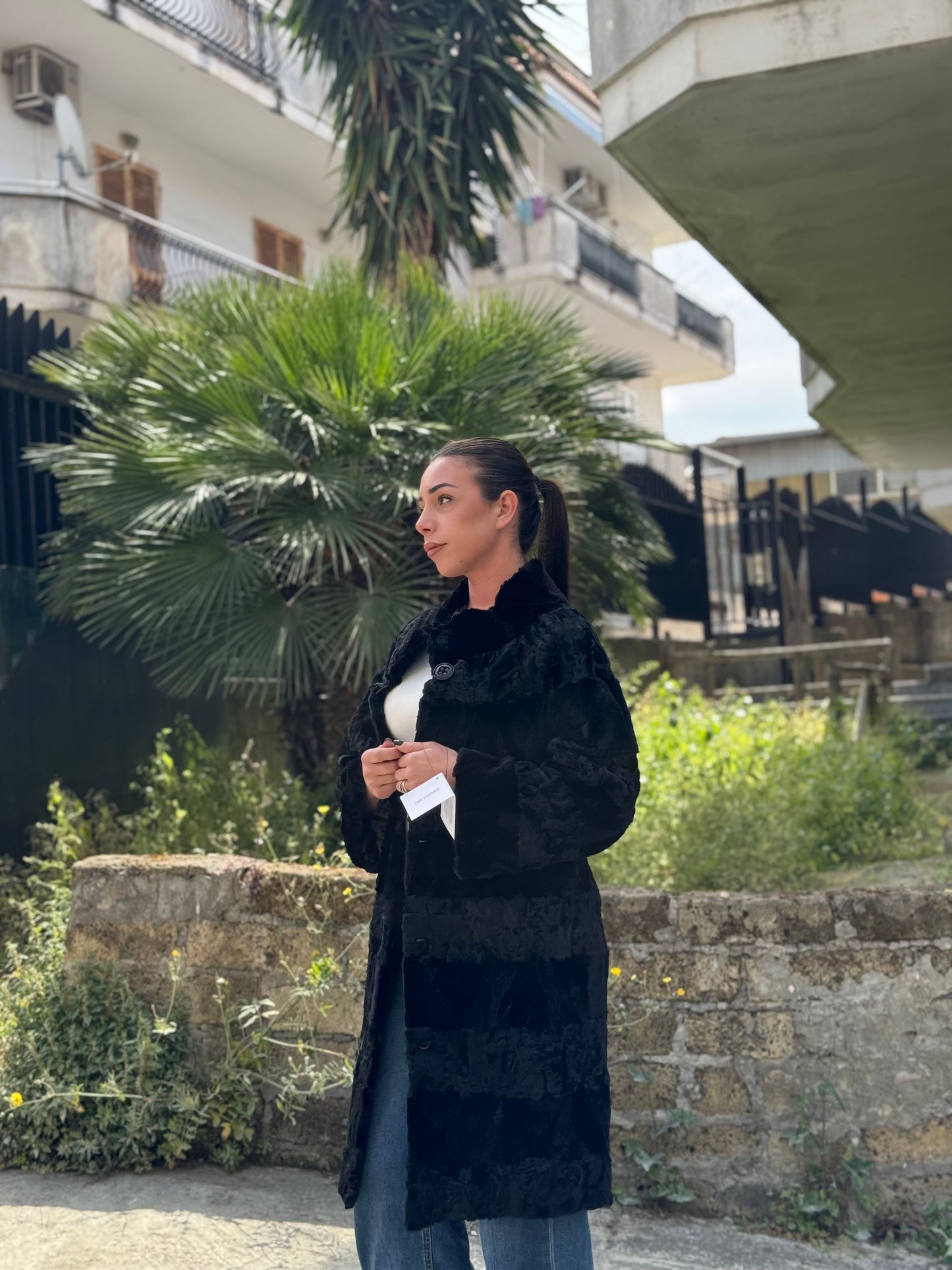 Cappotto in astrakan e visone