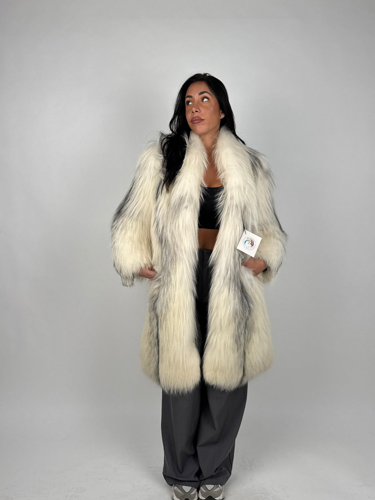 Giacca in volpe artic platinum N761