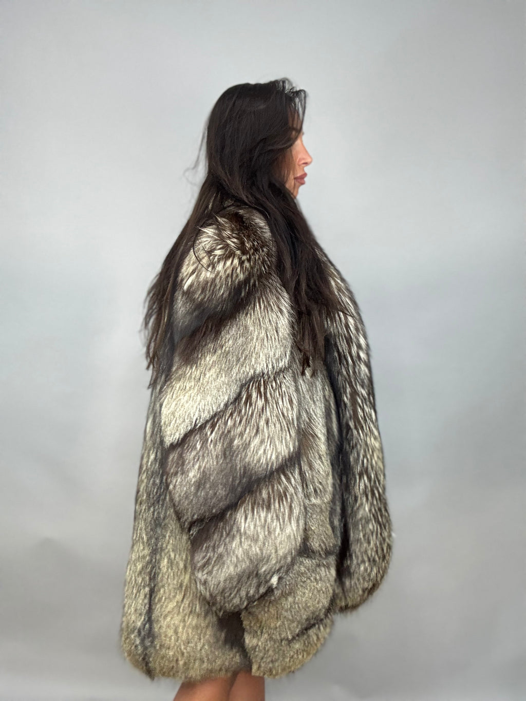 Giacca in volpe argentata