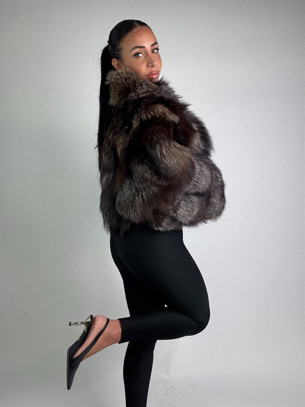 Giacca in volpe argentata N922