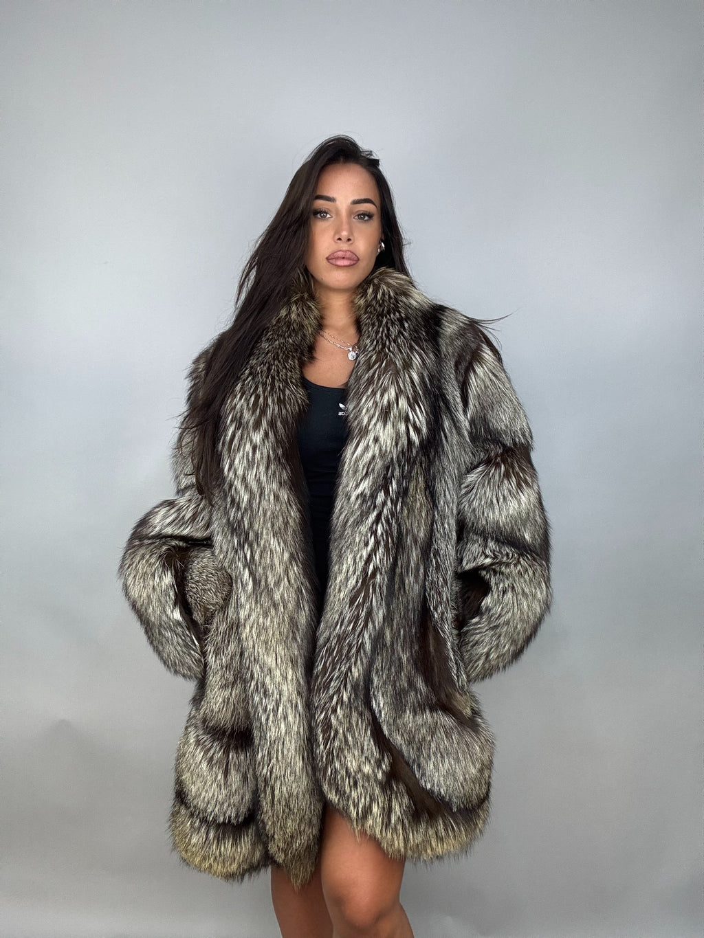 Giacca in volpe argentata