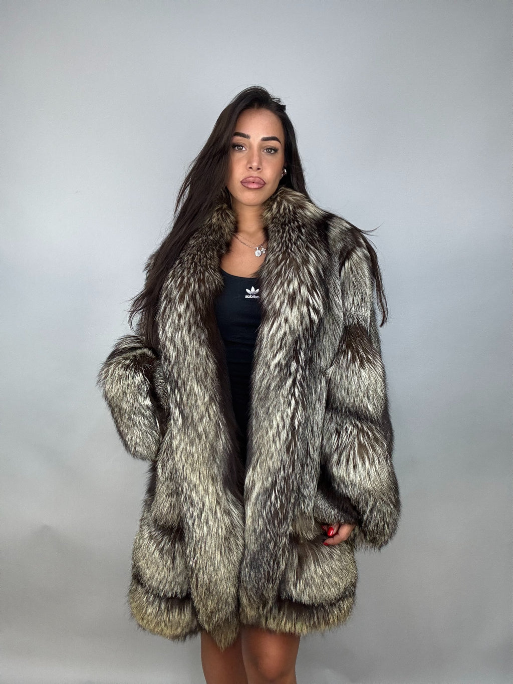 Giacca in volpe argentata