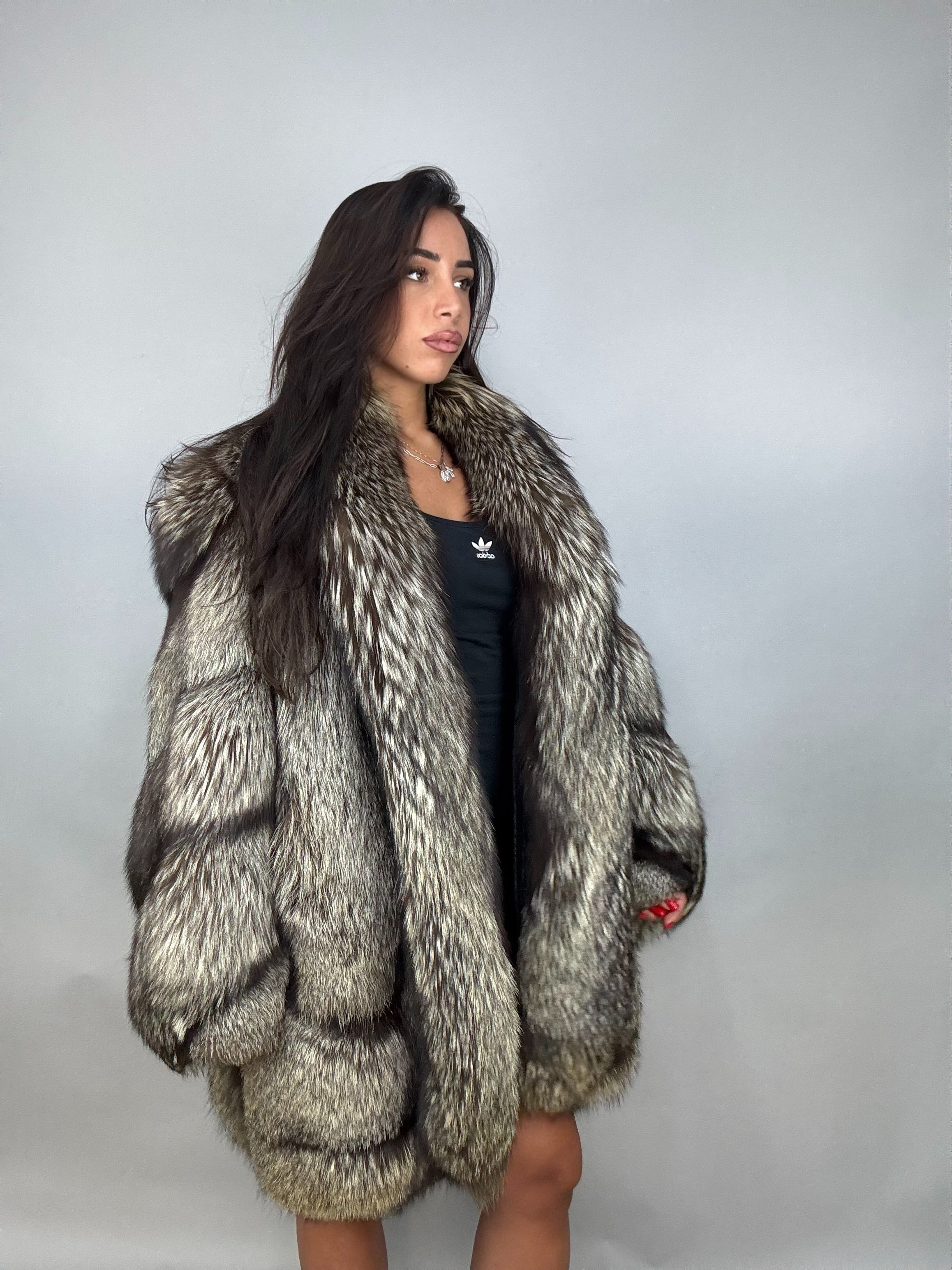 Giacca in volpe argentata