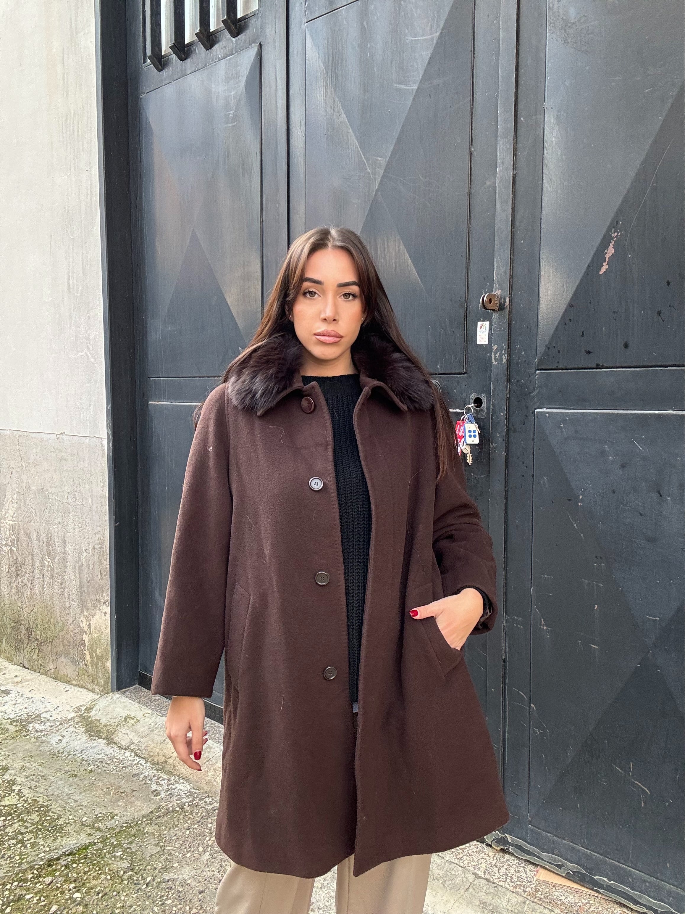 Coat with fox collar