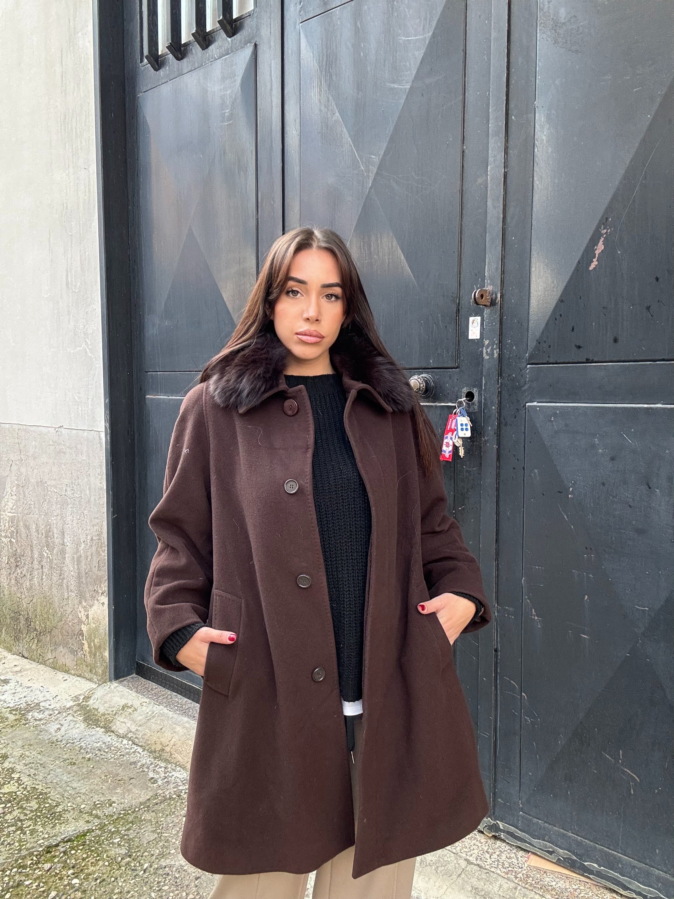 Coat with fox collar