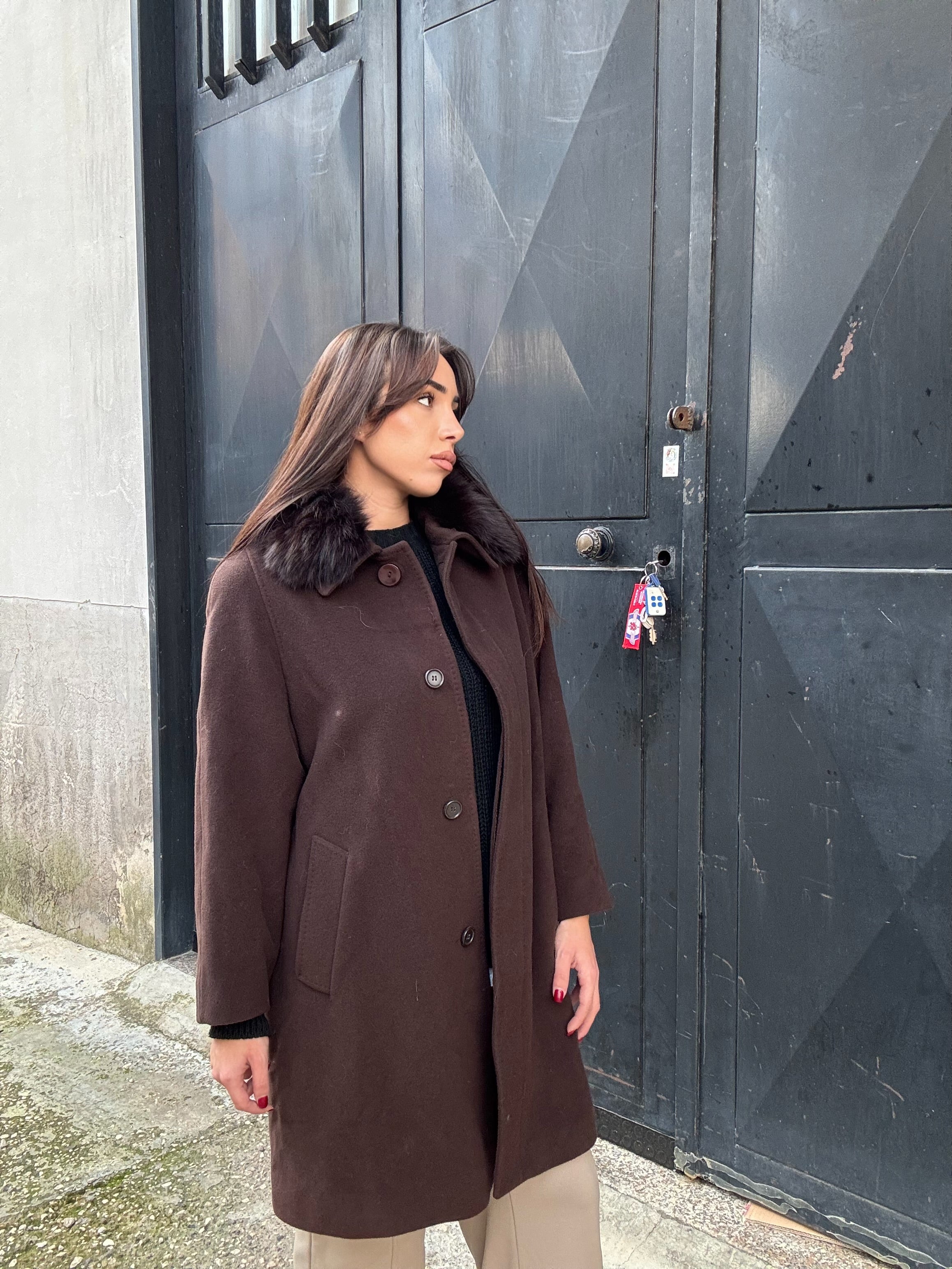 Coat with fox collar