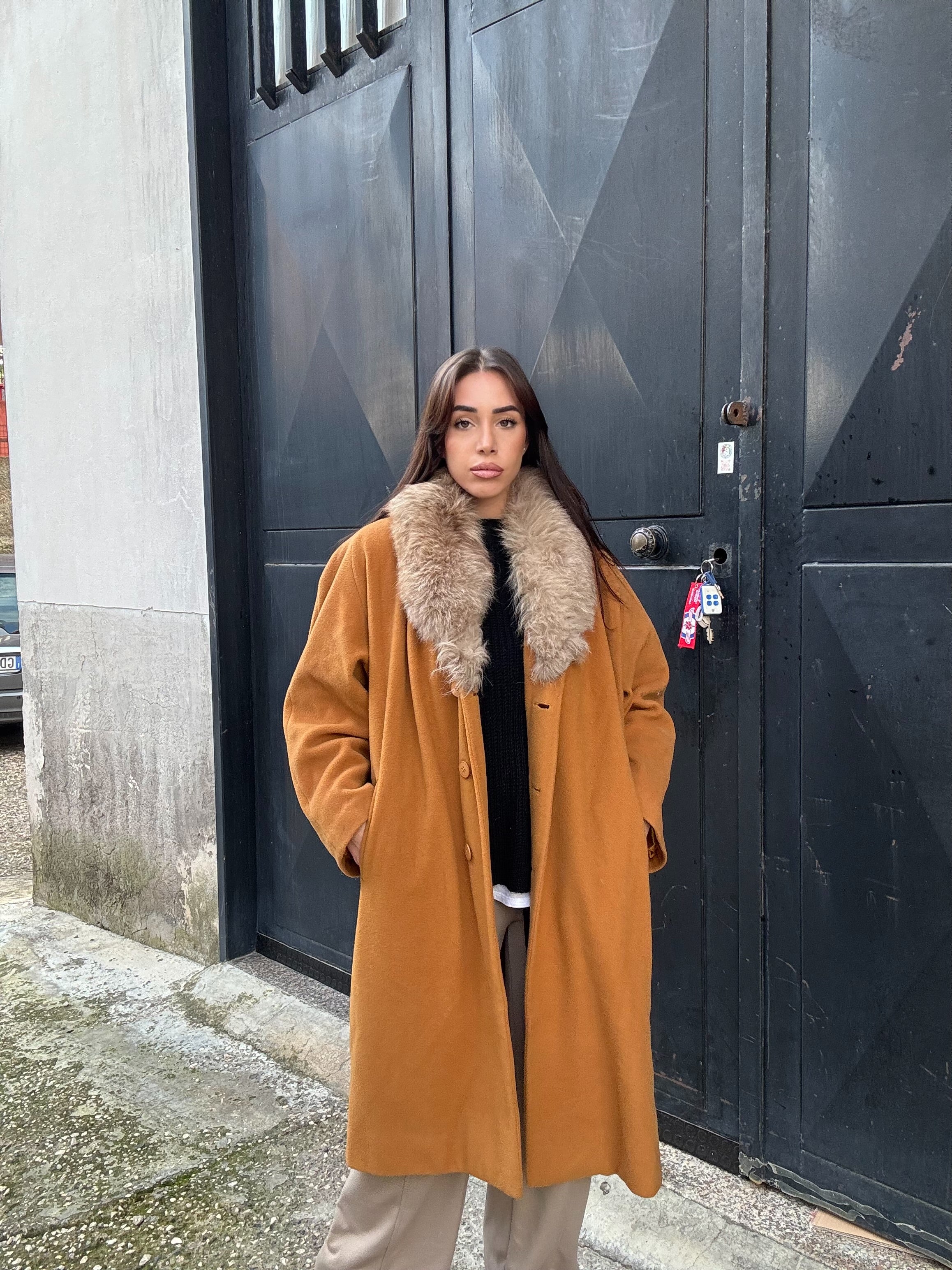 Coat with fox collar