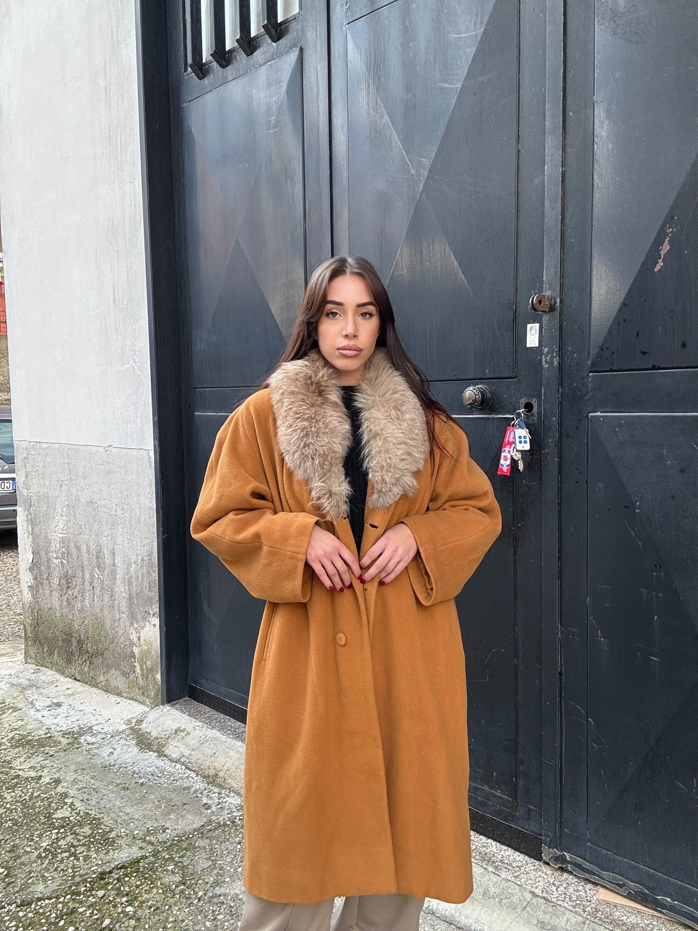 Coat with fox collar
