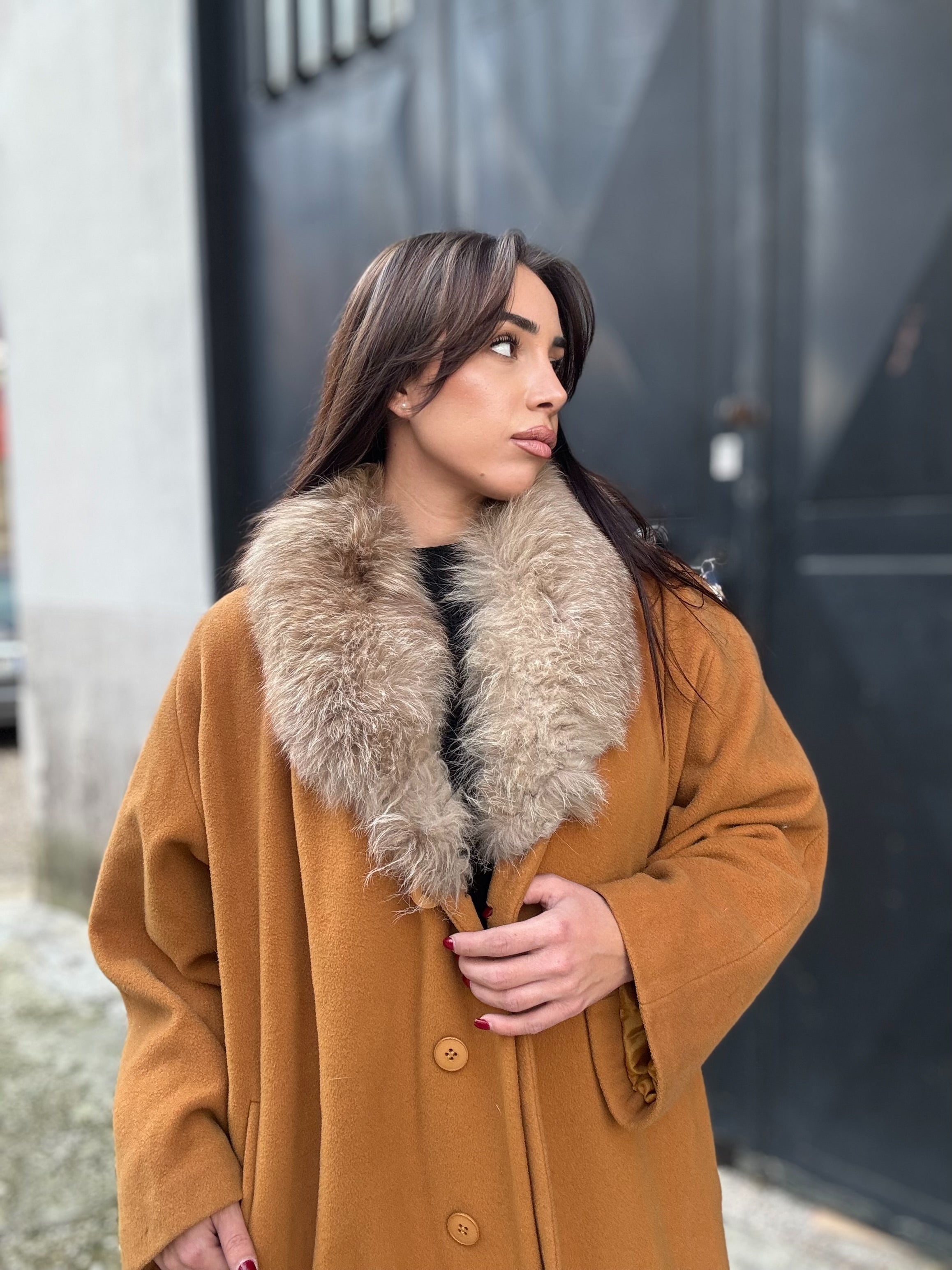 Coat with fox collar