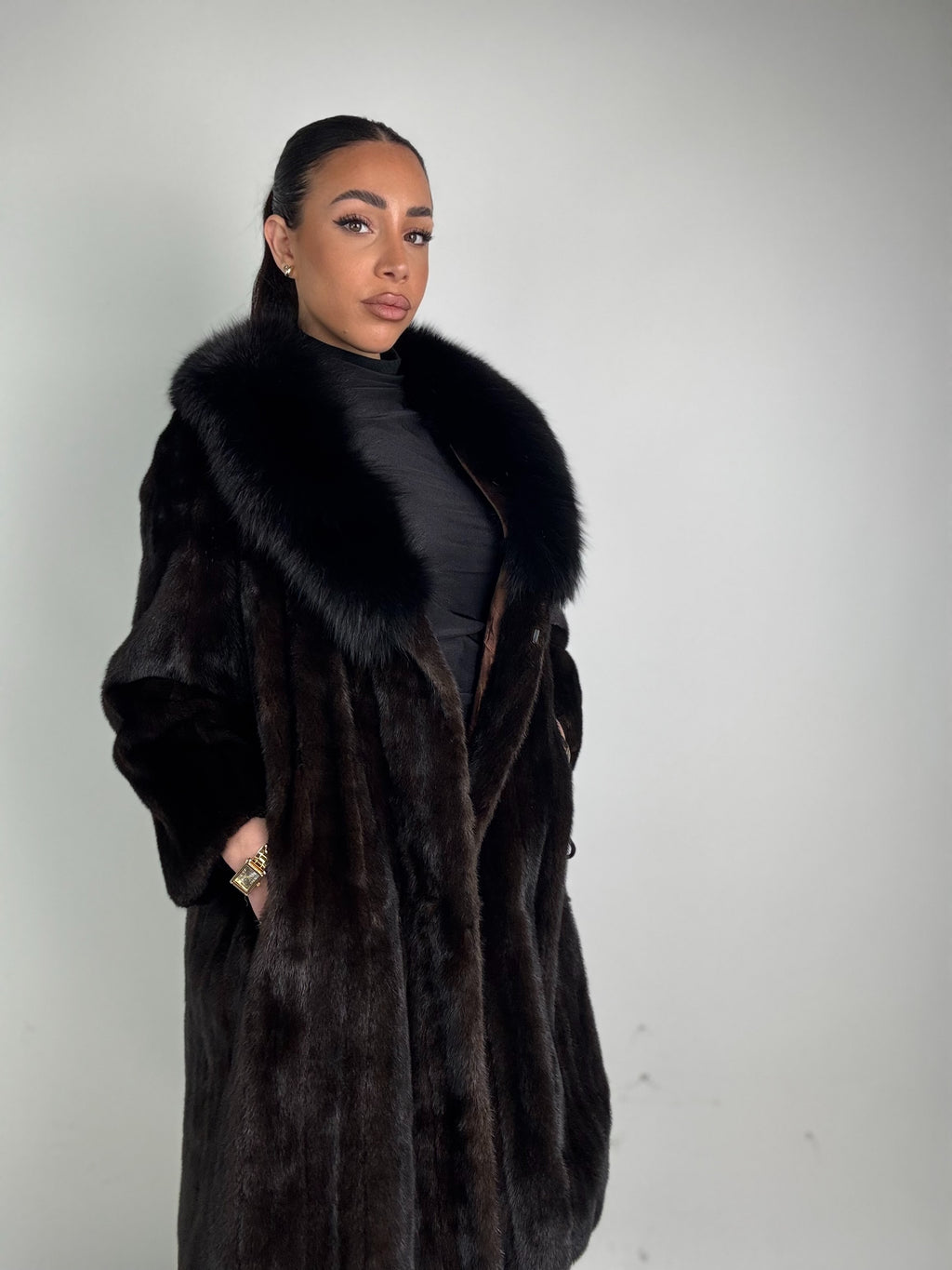 Cappotto in visone e volpe N487