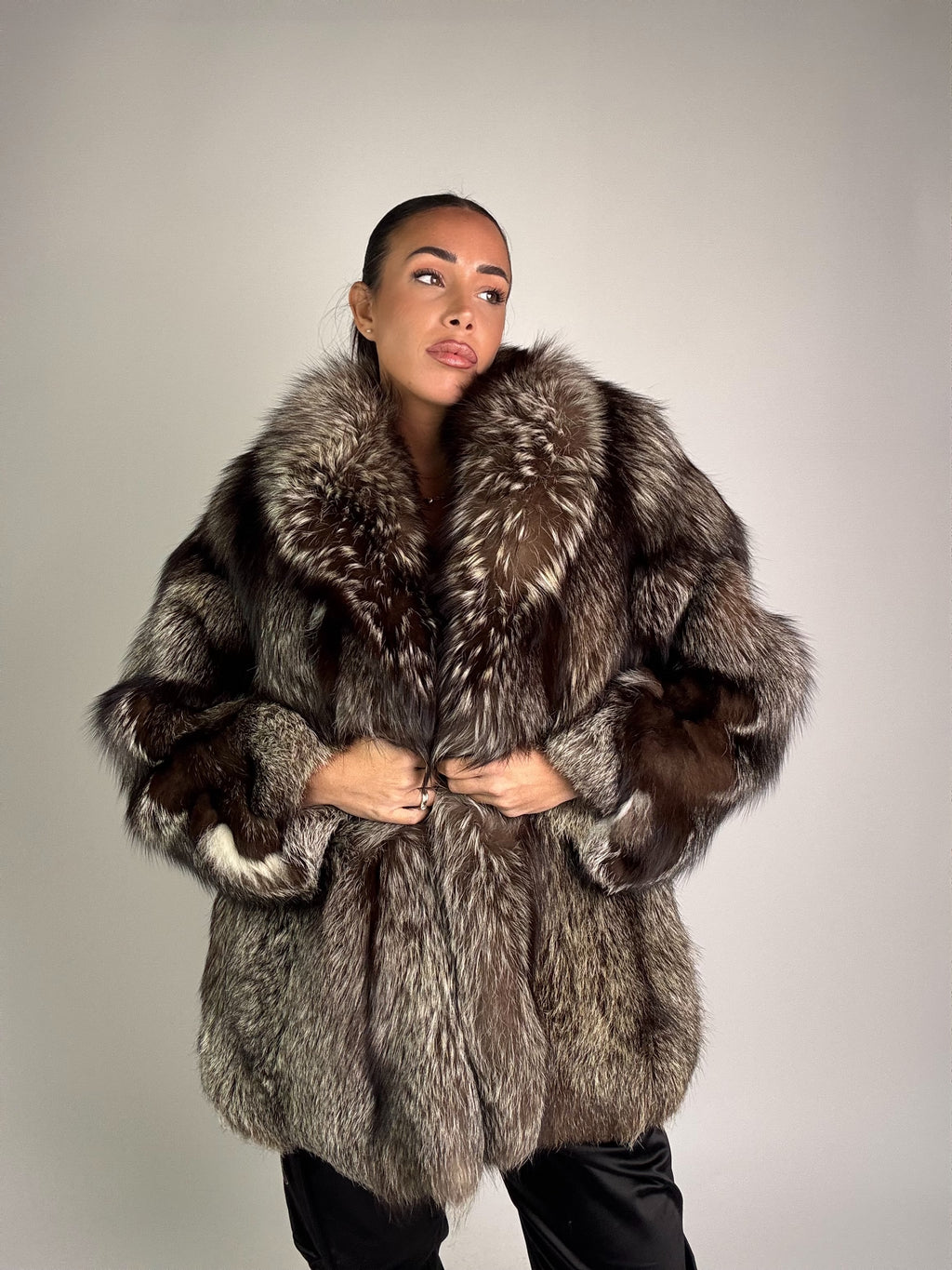 Giacca in volpe argentata N931