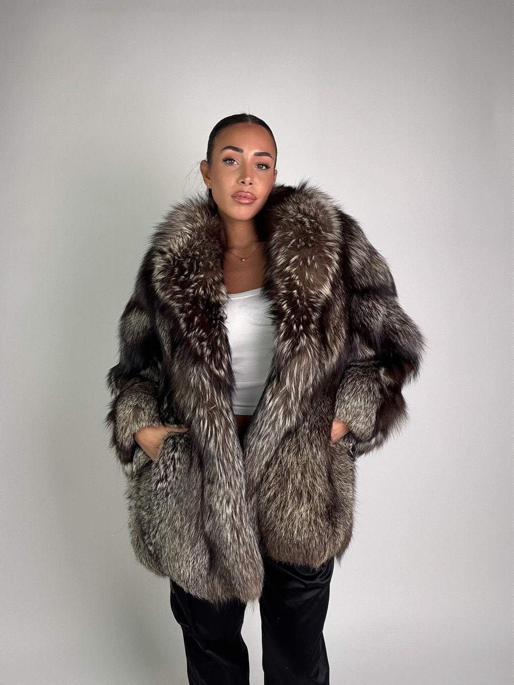 Giacca in volpe argentata N931