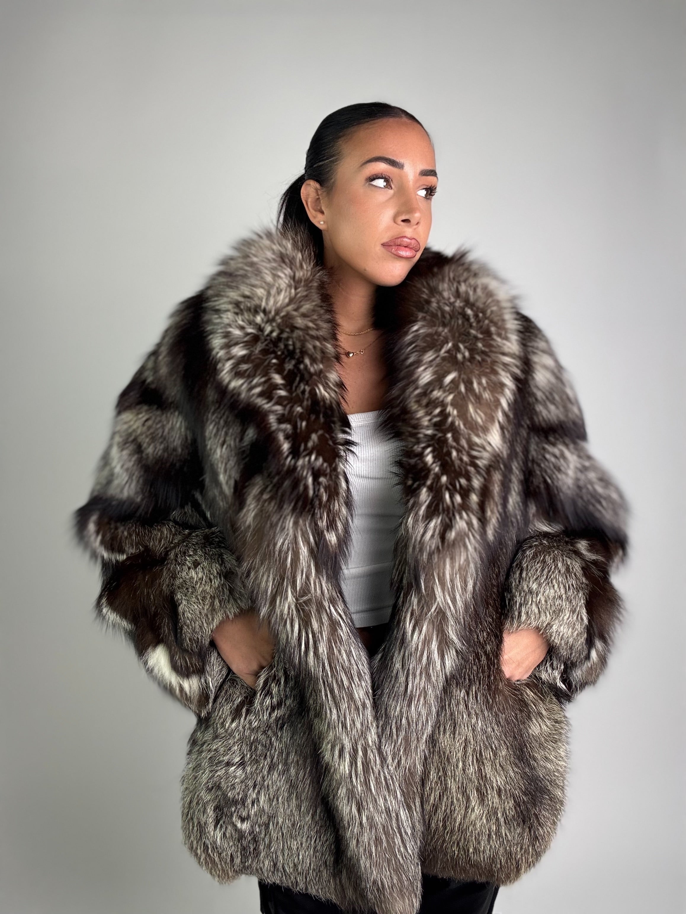 Giacca in volpe argentata N931