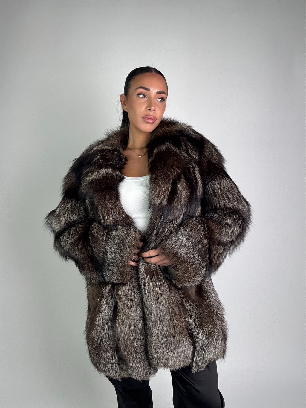 Giacca in volpe argentata N932