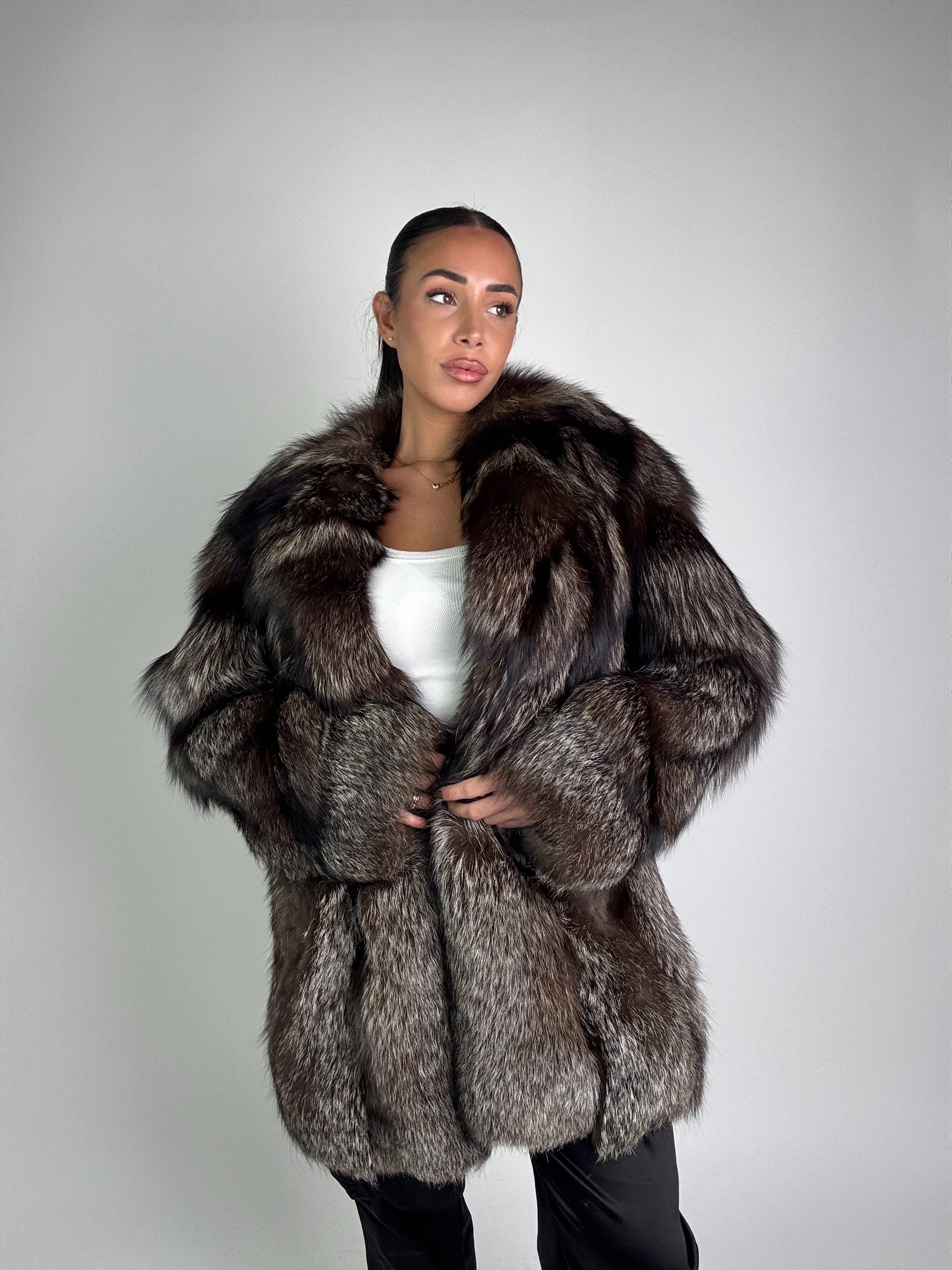 Giacca in volpe argentata N932