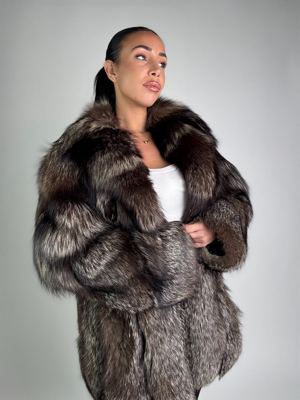 Giacca in volpe argentata N932