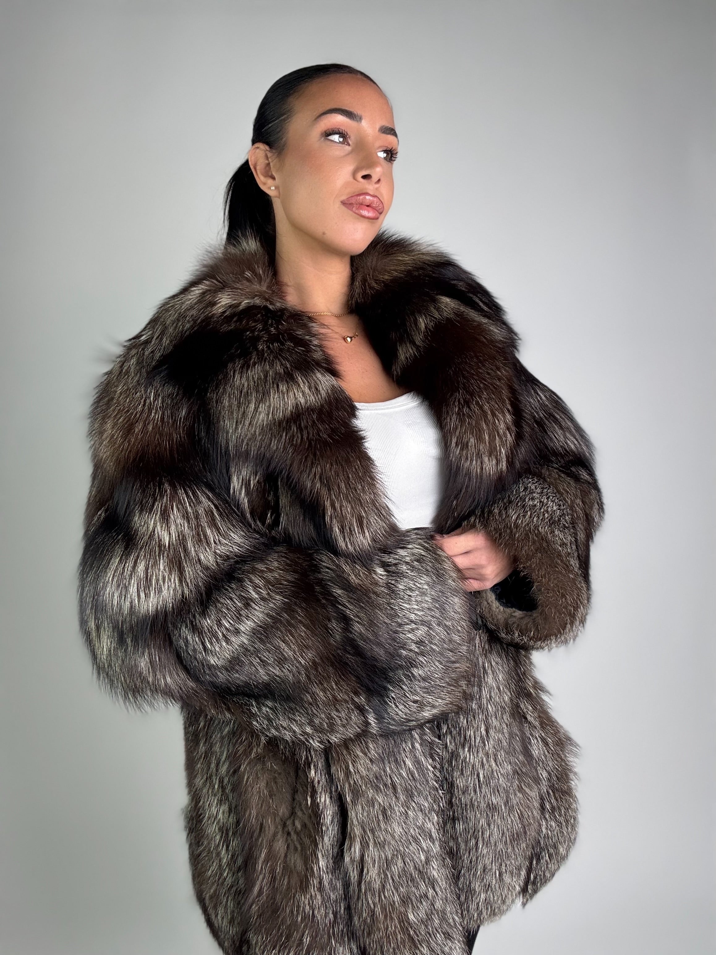 Giacca in volpe argentata N932