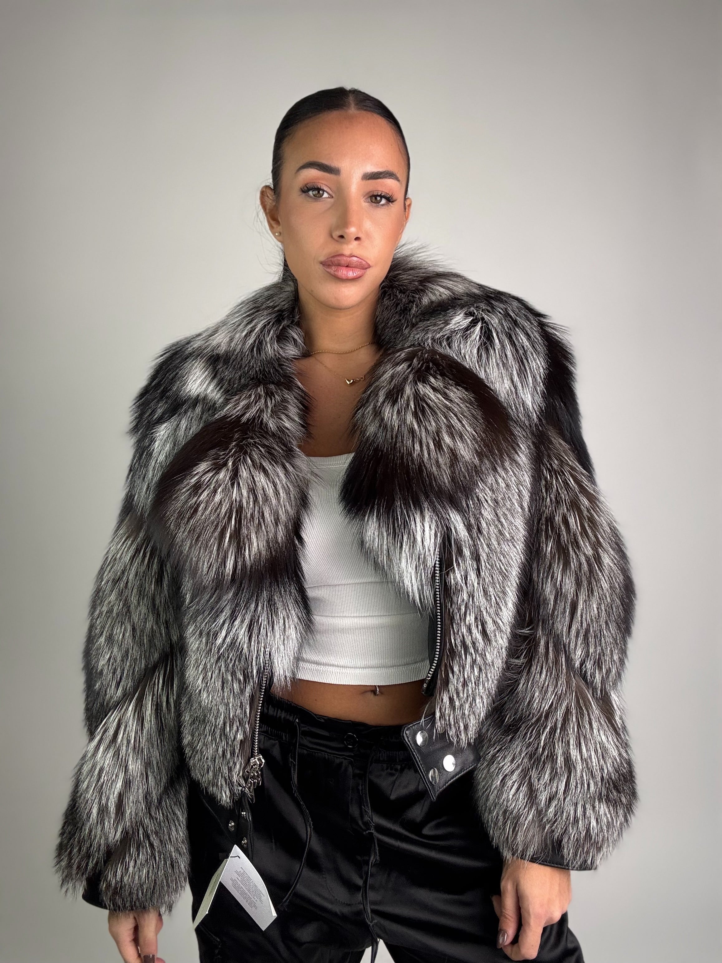 Bomber in volpe argentata